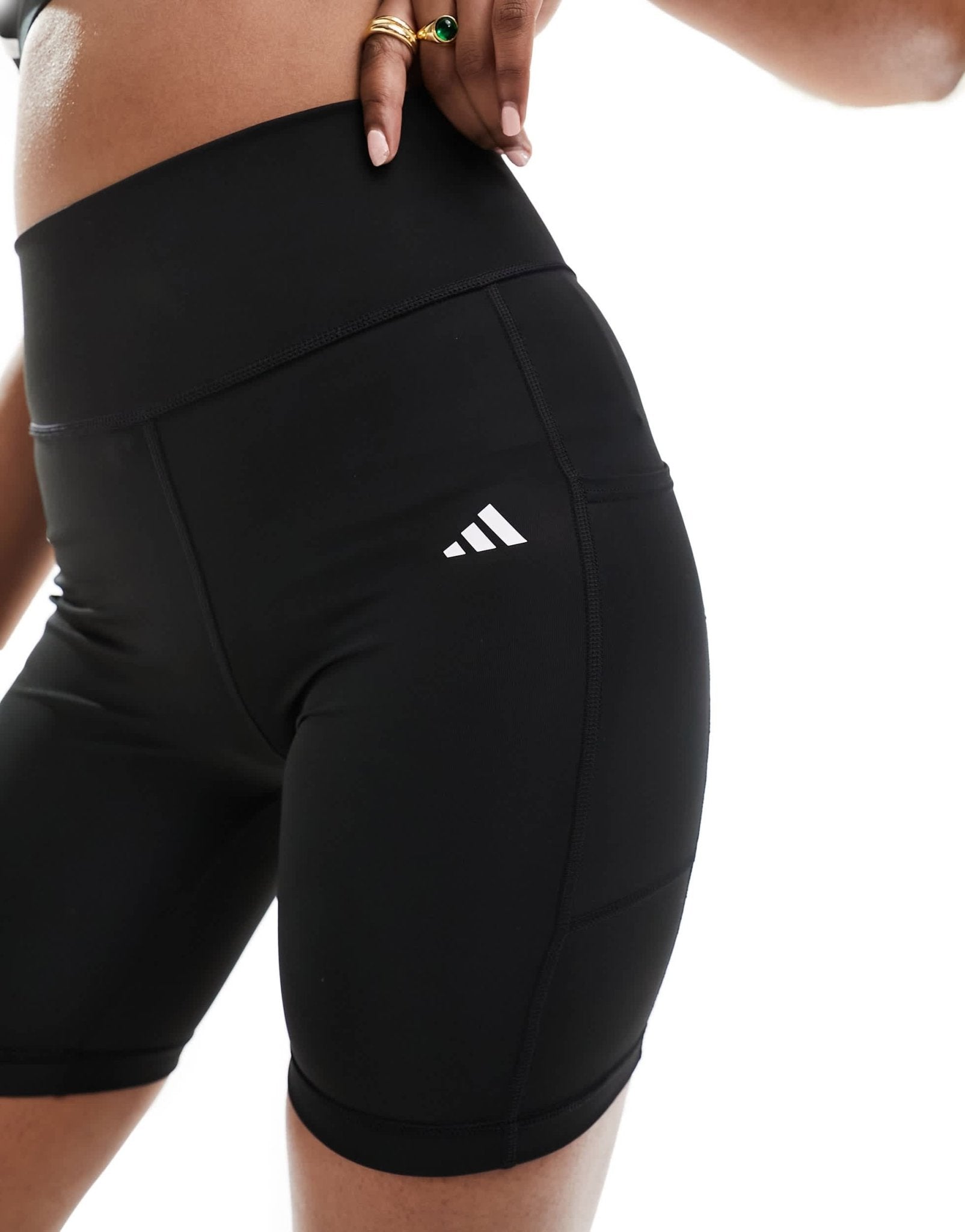 adidas Training Essentials legging shorts with phone pocket in black - ASOS Sample Sale EU Store
