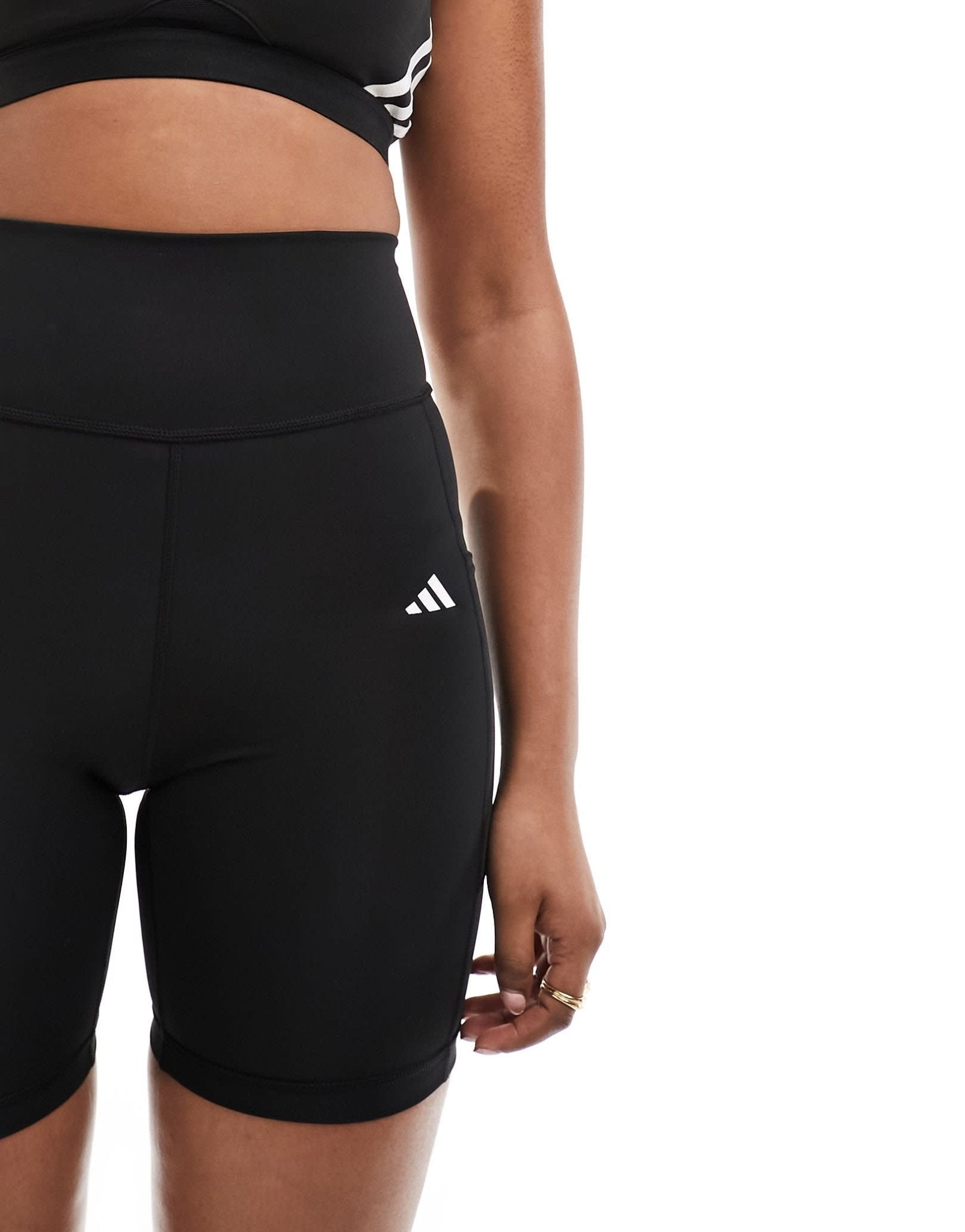adidas Training Essentials legging shorts with phone pocket in black - ASOS Sample Sale EU Store