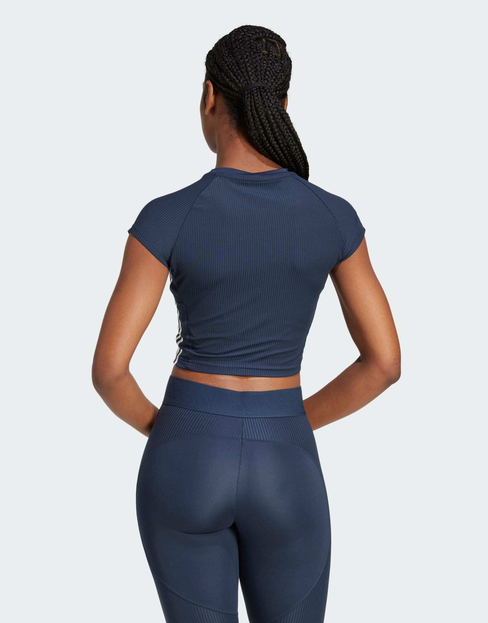 adidas Training Hyperglam cropped t-shirt in dark blue - ASOS Sample Sale EU Store