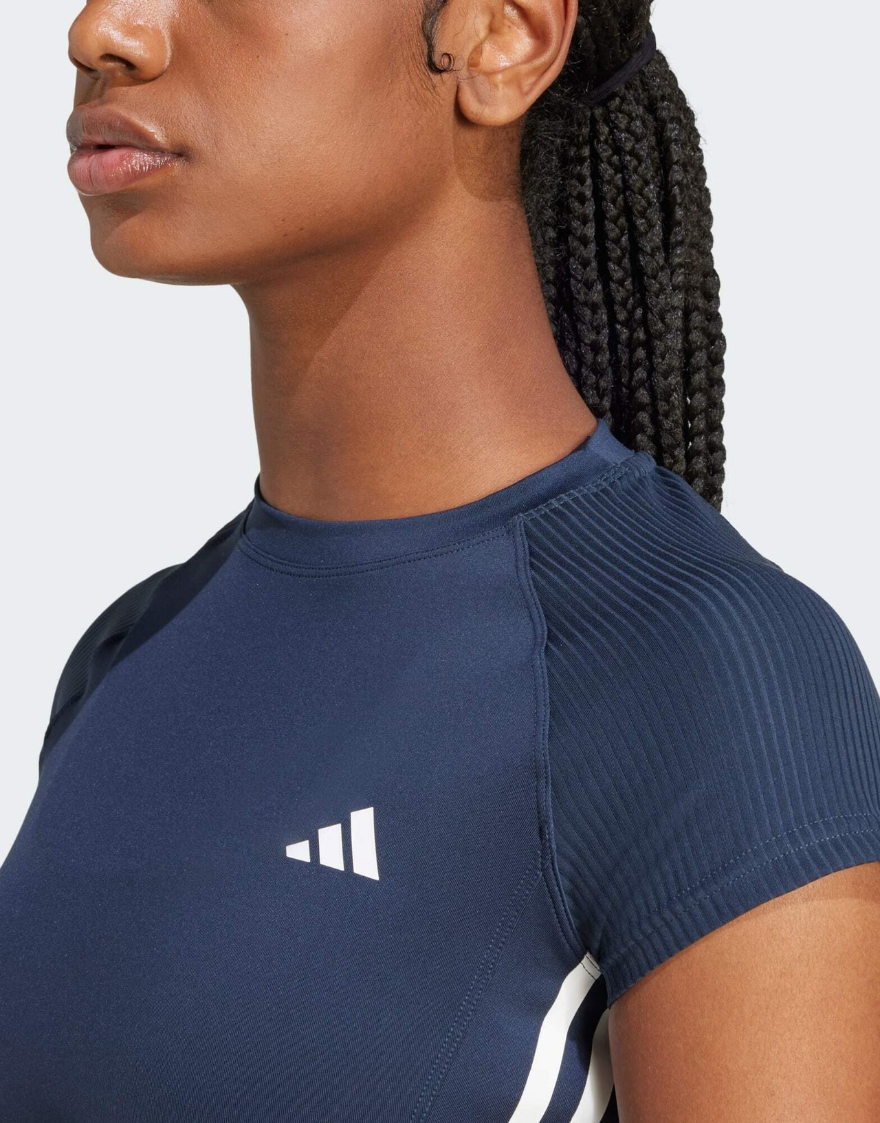 adidas Training Hyperglam cropped t-shirt in dark blue - ASOS Sample Sale EU Store