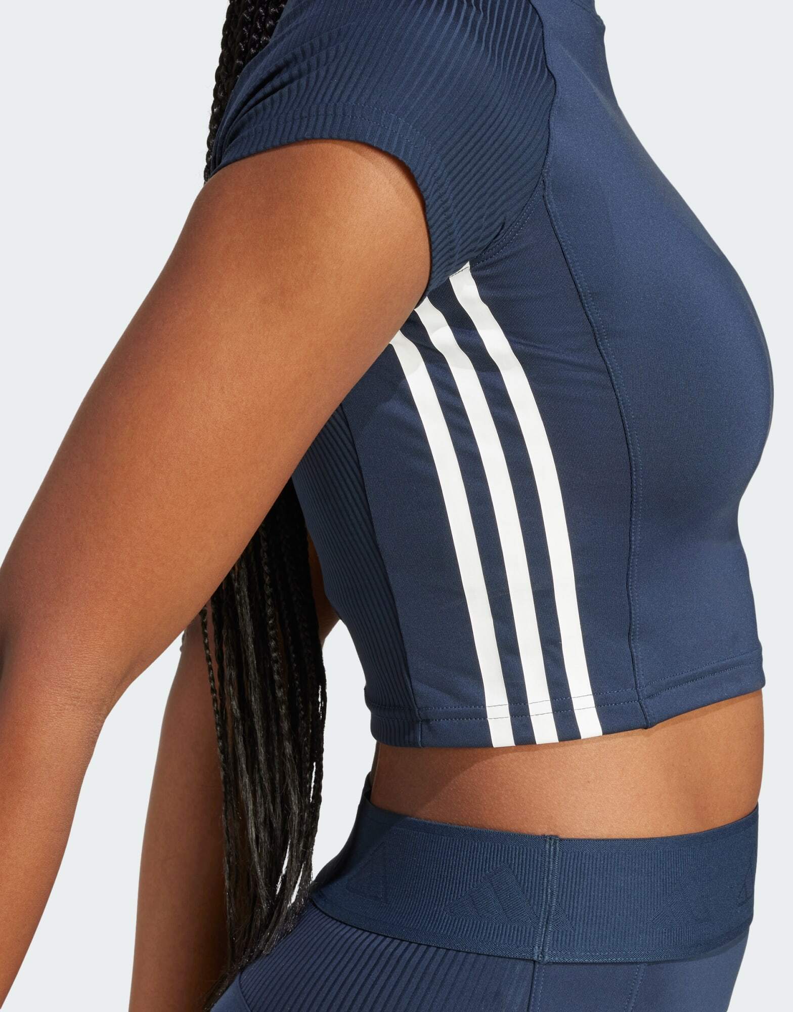 adidas Training Hyperglam cropped t-shirt in dark blue - ASOS Sample Sale EU Store