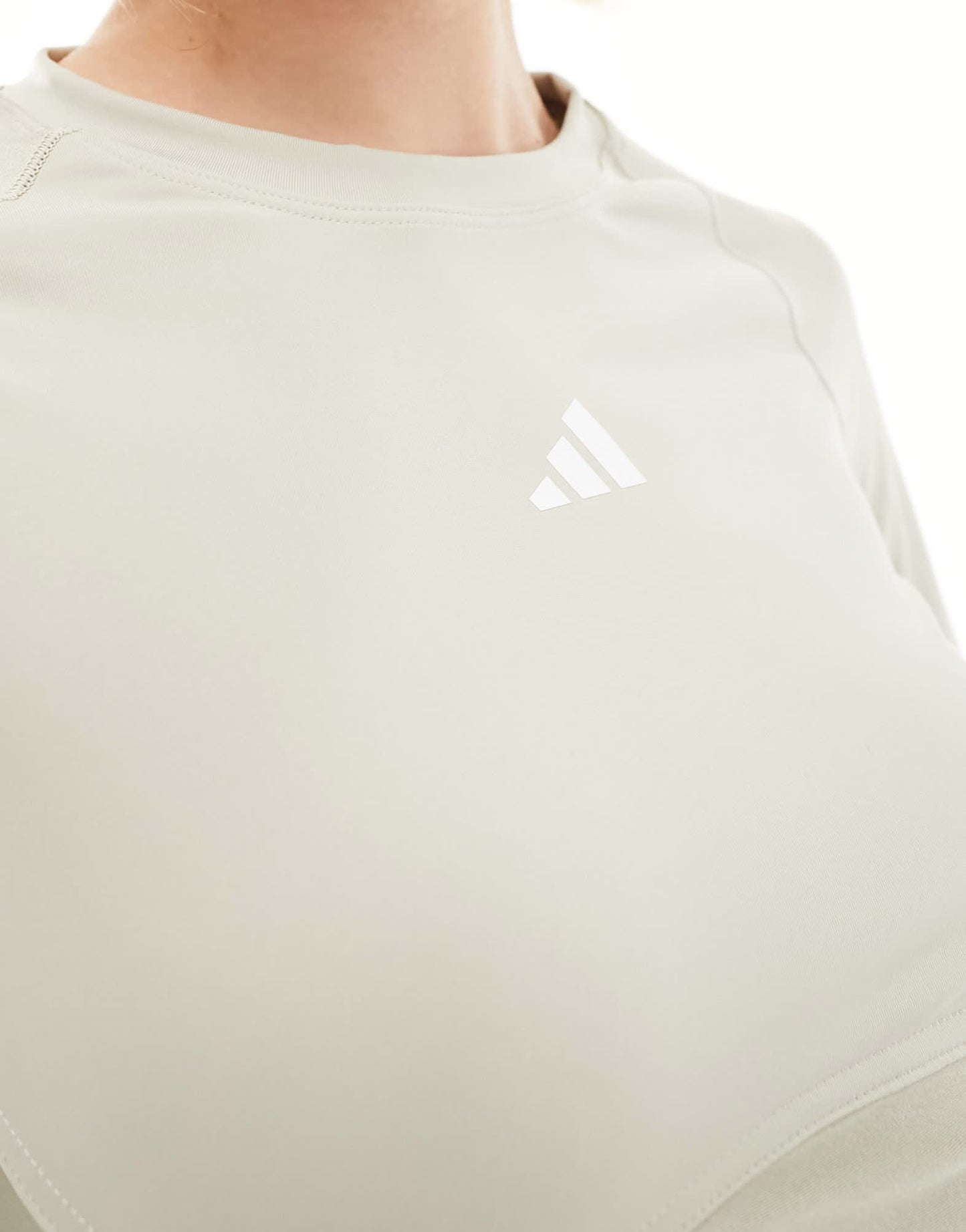 adidas Training Hyperglam long sleeve crop top in beige - ASOS Sample Sale EU Store