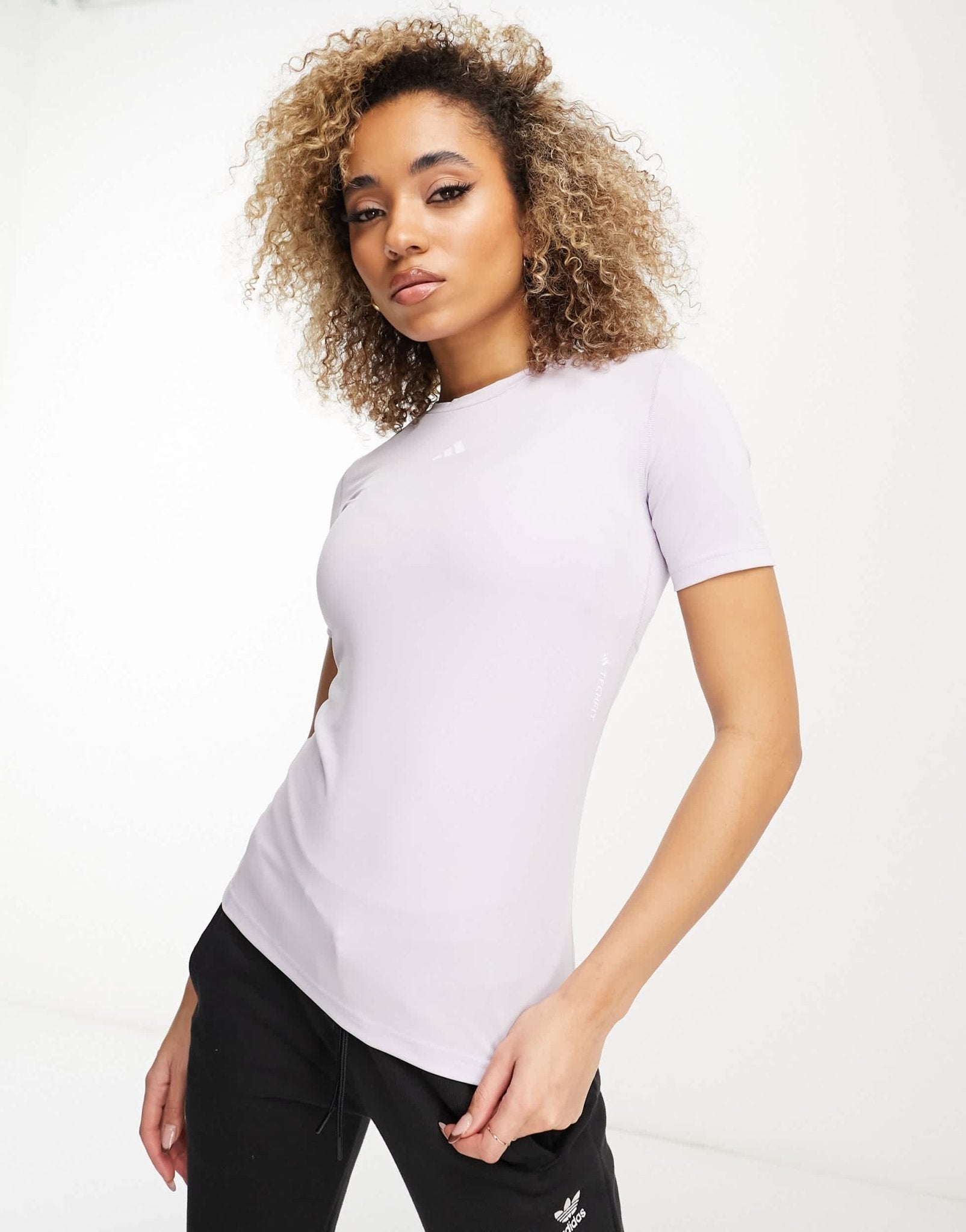adidas Training Techfit t-shirt in lilac - ASOS Sample Sale EU Store