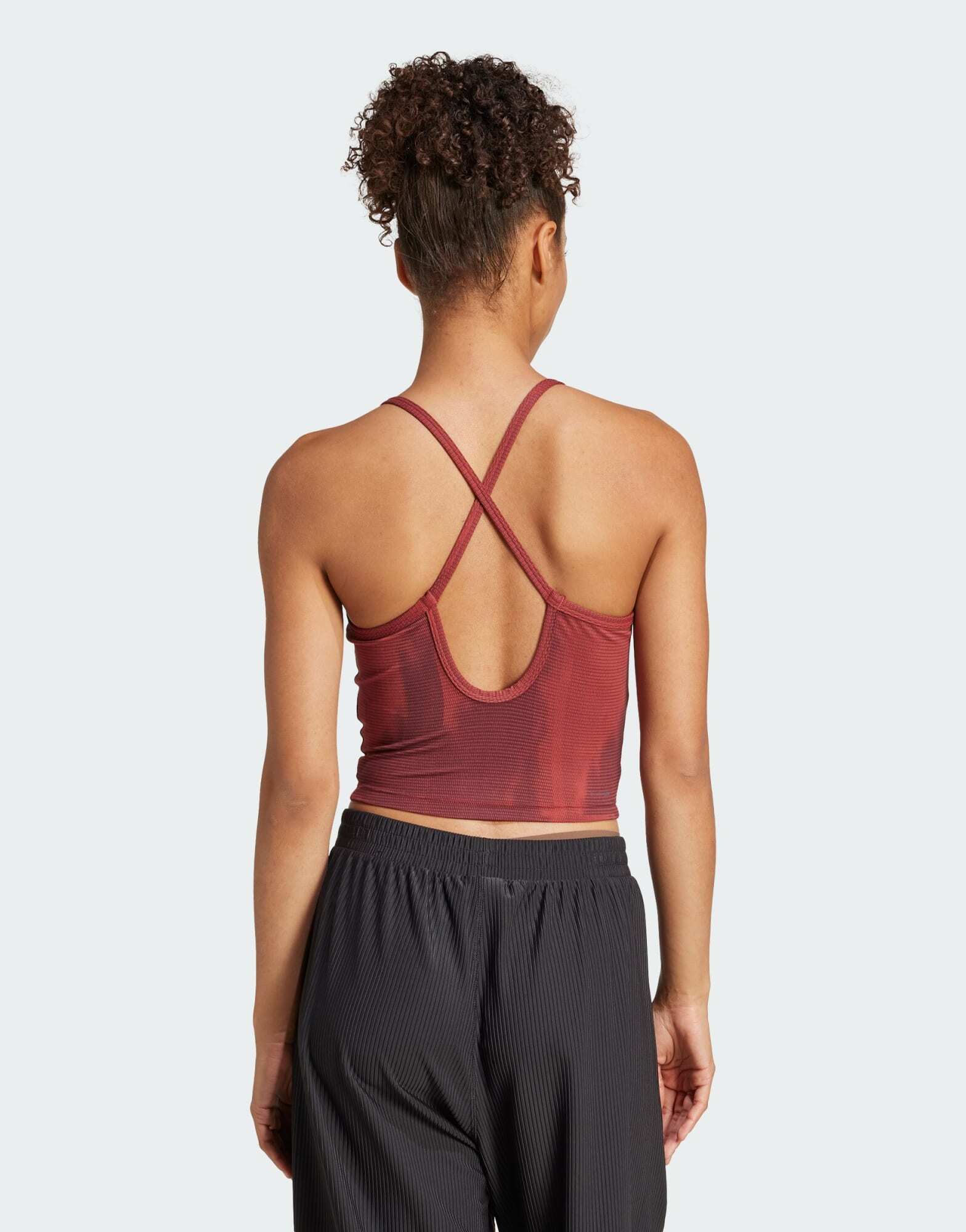 adidas Training Yoga strap back vest top in burgundy print - ASOS Sample Sale EU Store