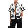 ADPT oversized revere collar shirt with flower placement print in white