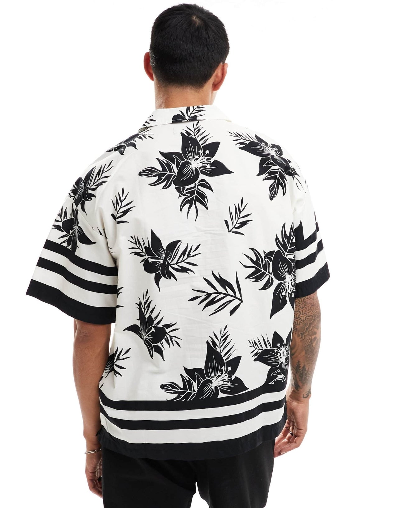 ADPT oversized revere collar shirt with flower placement print in white - ASOS Sample Sale EU Store