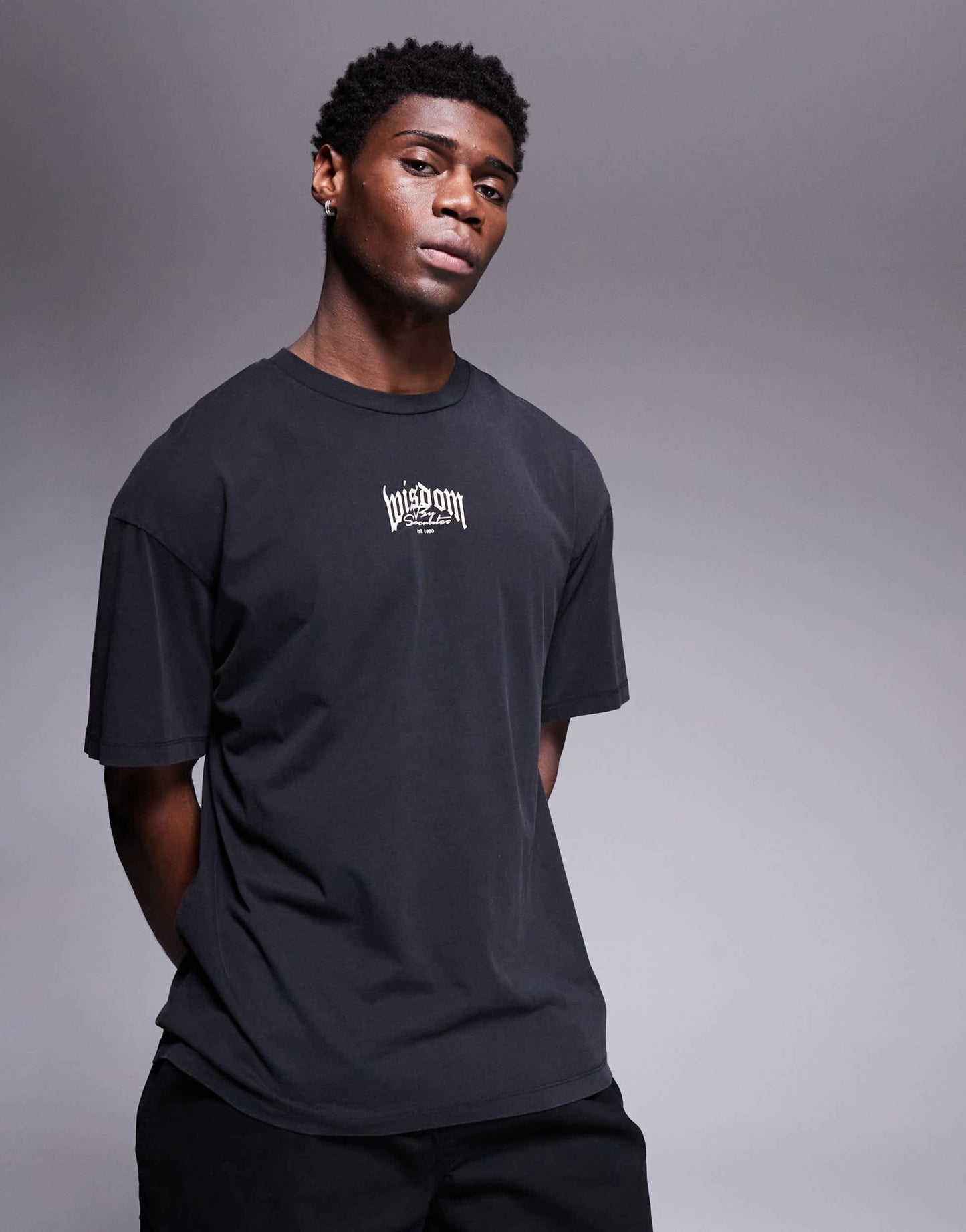 ADPT oversized t-shirt with gothic backprint in black - ASOS Sample Sale EU Store