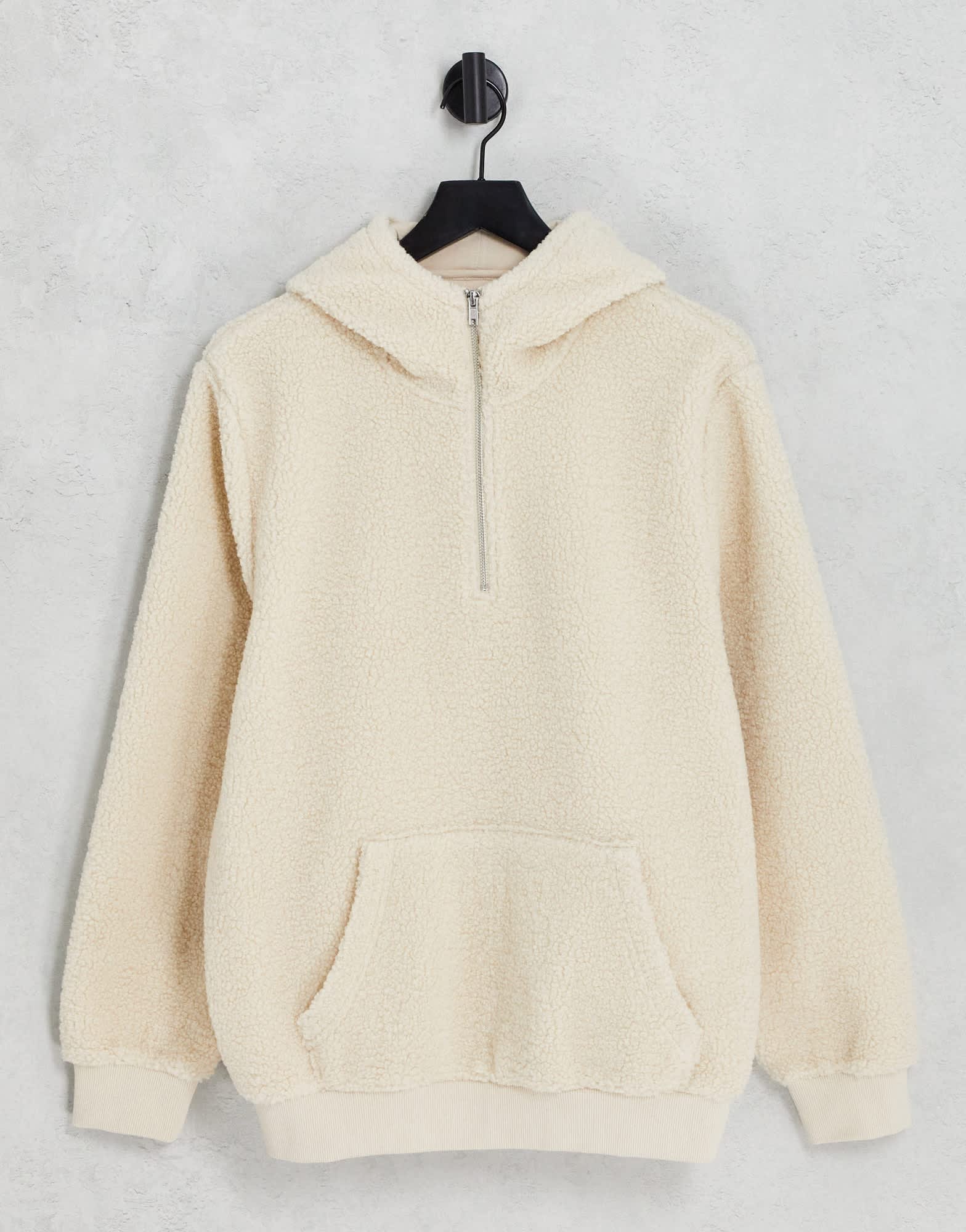 ADPT oversized teddy quarter zip hoodie in oatmeal - ASOS Sample Sale EU Store