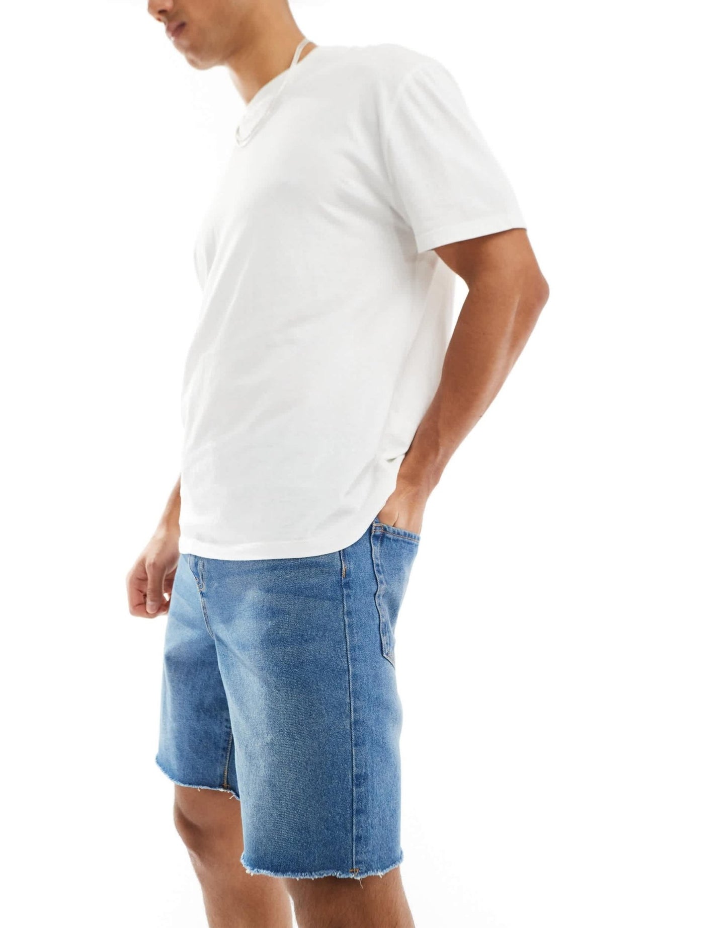 ADPT wide fit cut off denim shorts in mid wash - ASOS Sample Sale EU Store