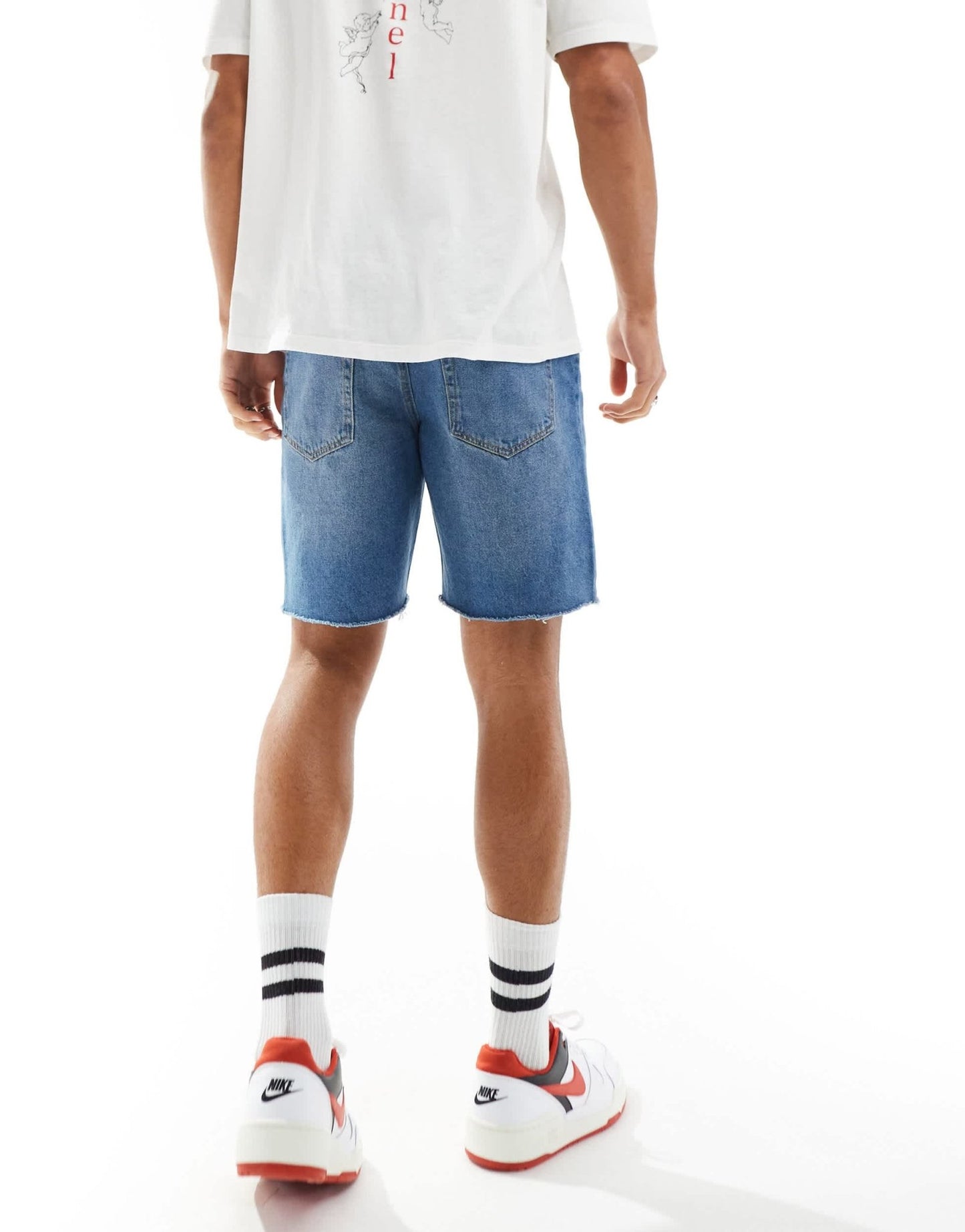 ADPT wide fit cut off denim shorts in mid wash - ASOS Sample Sale EU Store