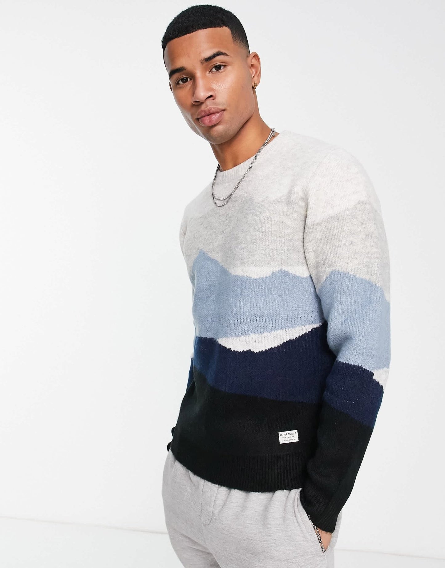Aeropostale knitted mountain print jumper in grey - ASOS Sample Sale EU Store