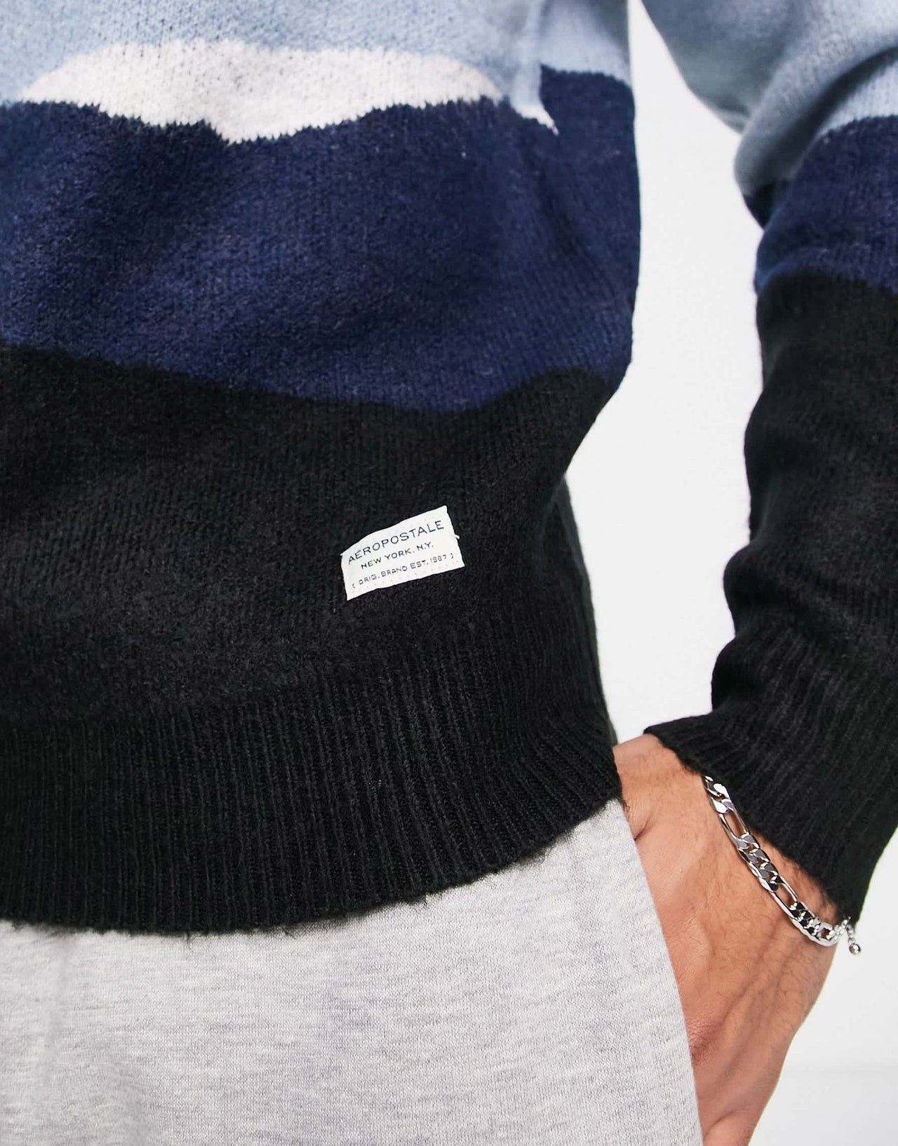 Aeropostale knitted mountain print jumper in grey - ASOS Sample Sale EU Store