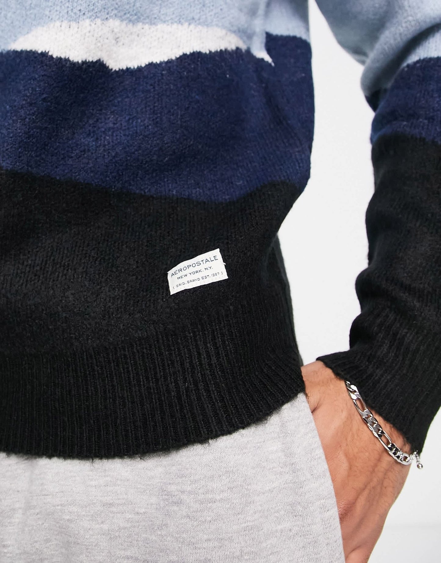 Aeropostale knitted mountain print jumper in grey - ASOS Sample Sale EU Store