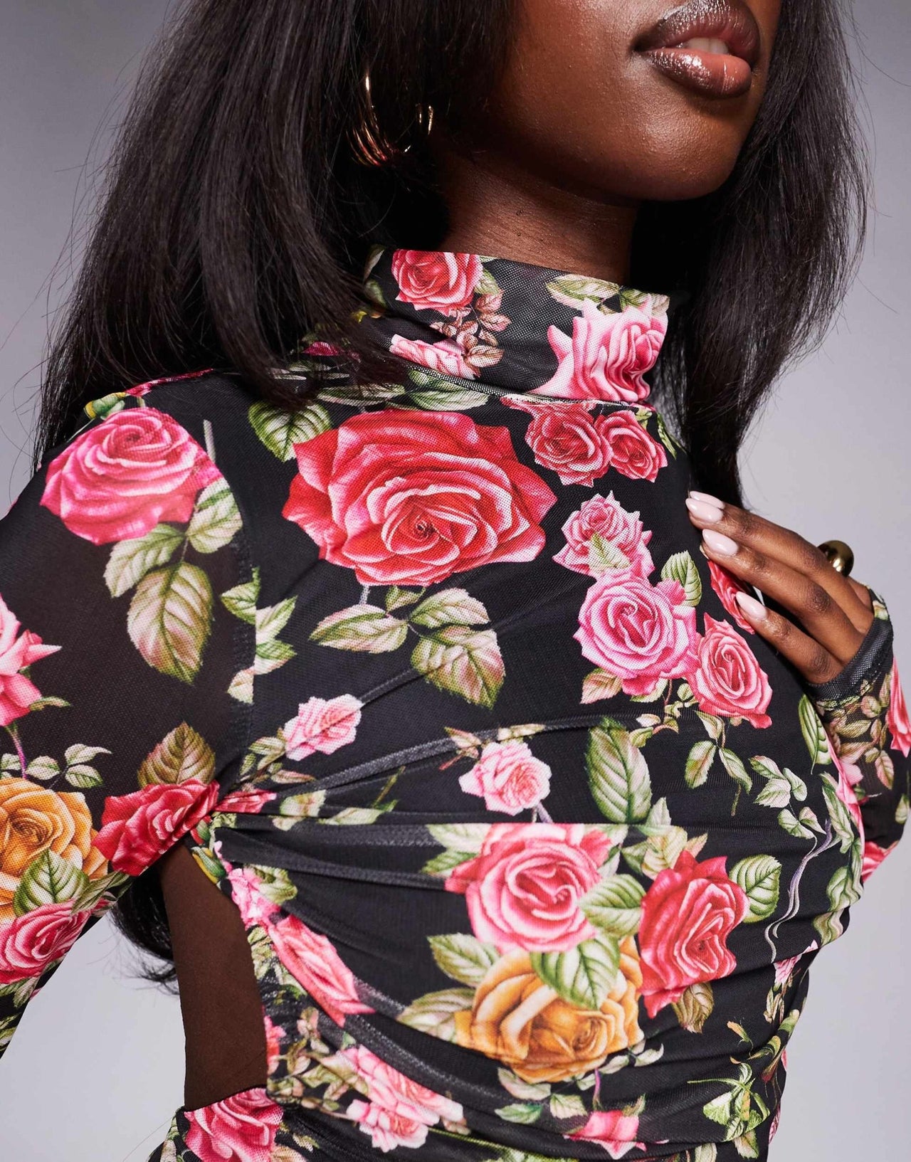AFRM Lavina long sleeve backless mini dress in wallpaper rose print - ASOS Sample Sale EU Store