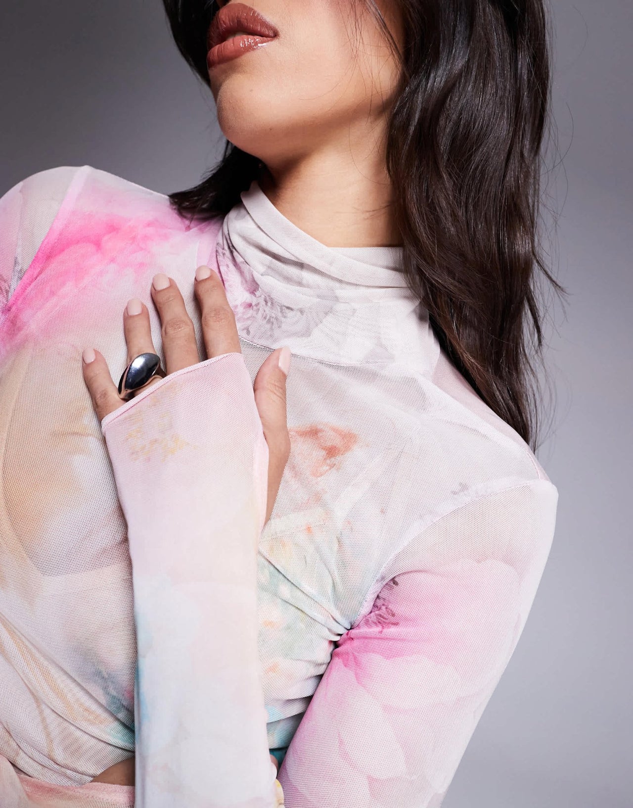 AFRM long sleeve turtleneck midi dress in pink floral - ASOS Sample Sale EU Store