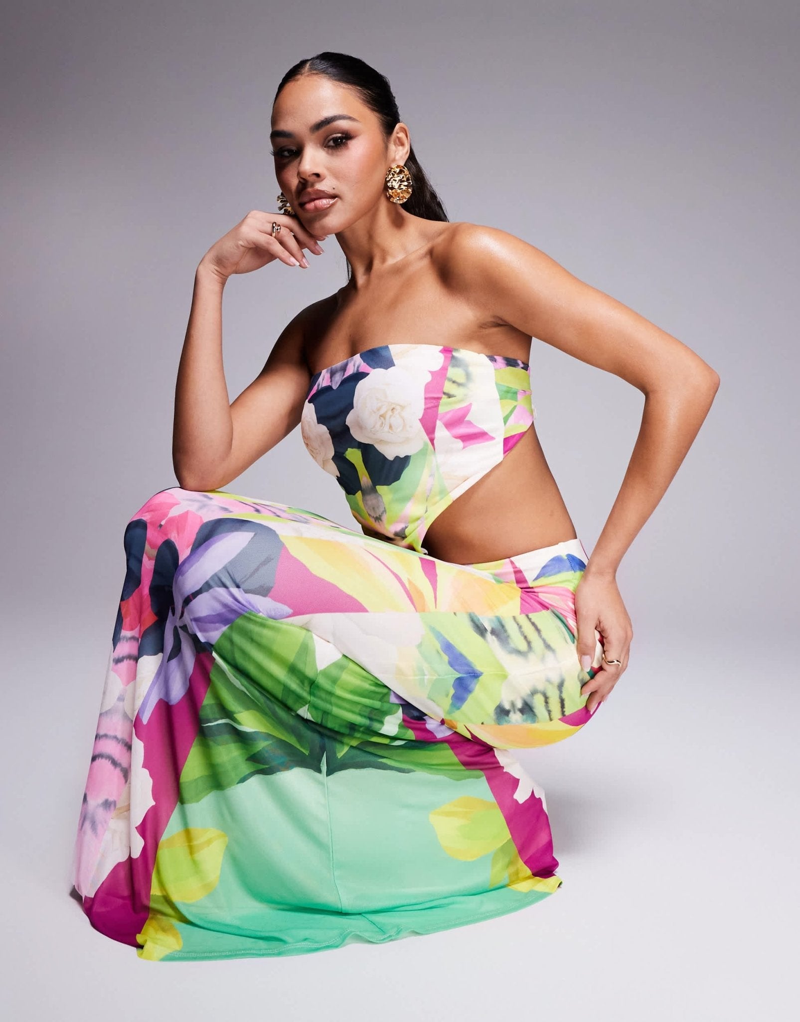 AFRM Tegan mesh maxi skirt co - ord in tropical print - ASOS Sample Sale EU Store