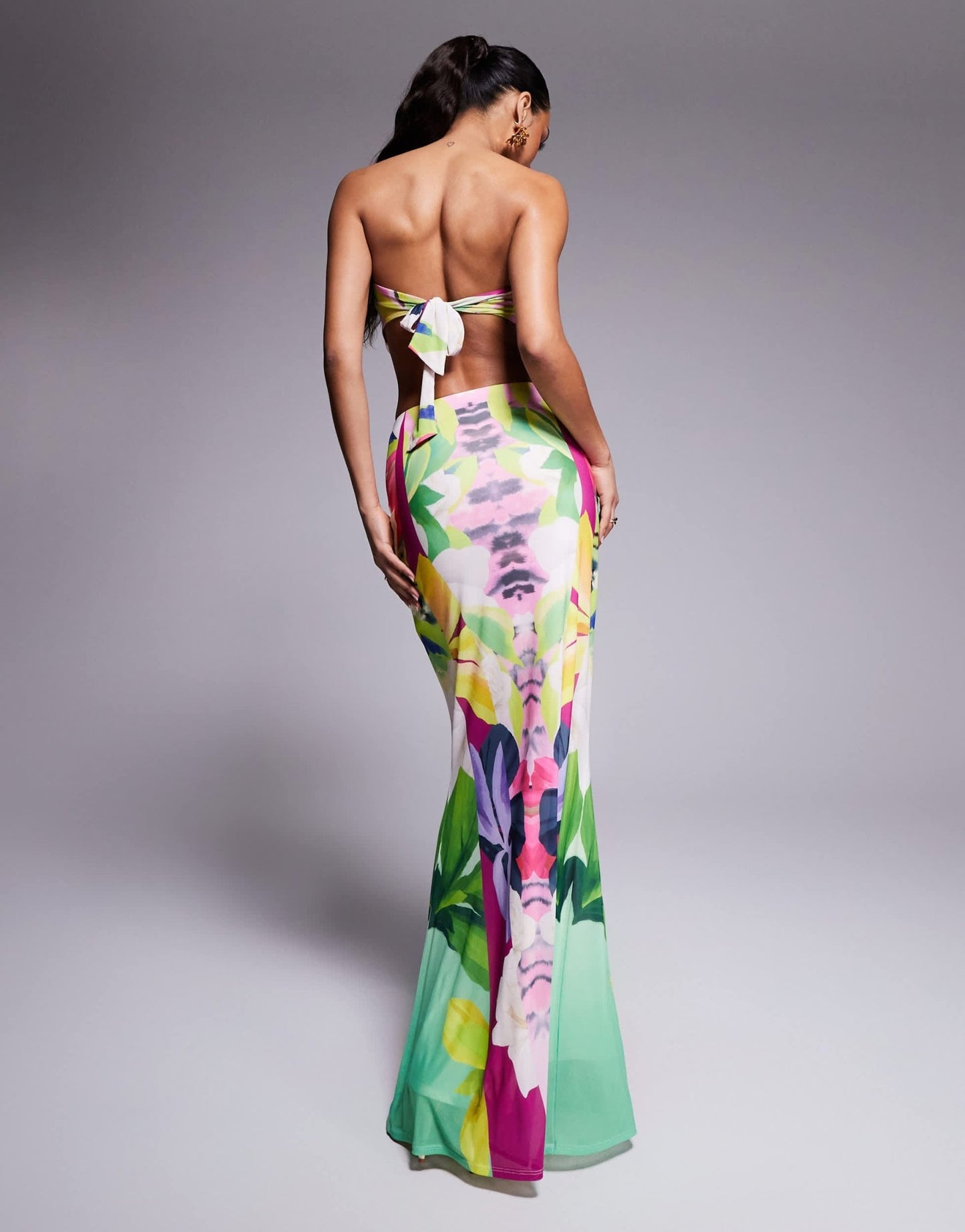 AFRM Tegan mesh maxi skirt co - ord in tropical print - ASOS Sample Sale EU Store