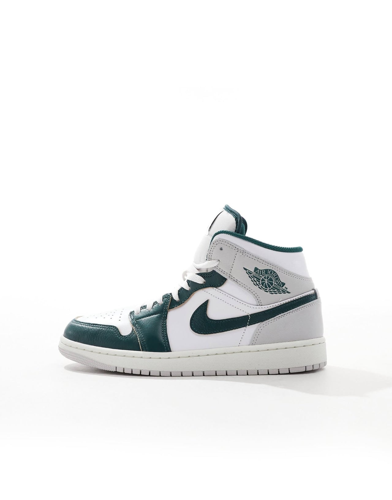Air Jordan 1 mid trainers in white, grey and dark green - ASOS Sample Sale EU Store