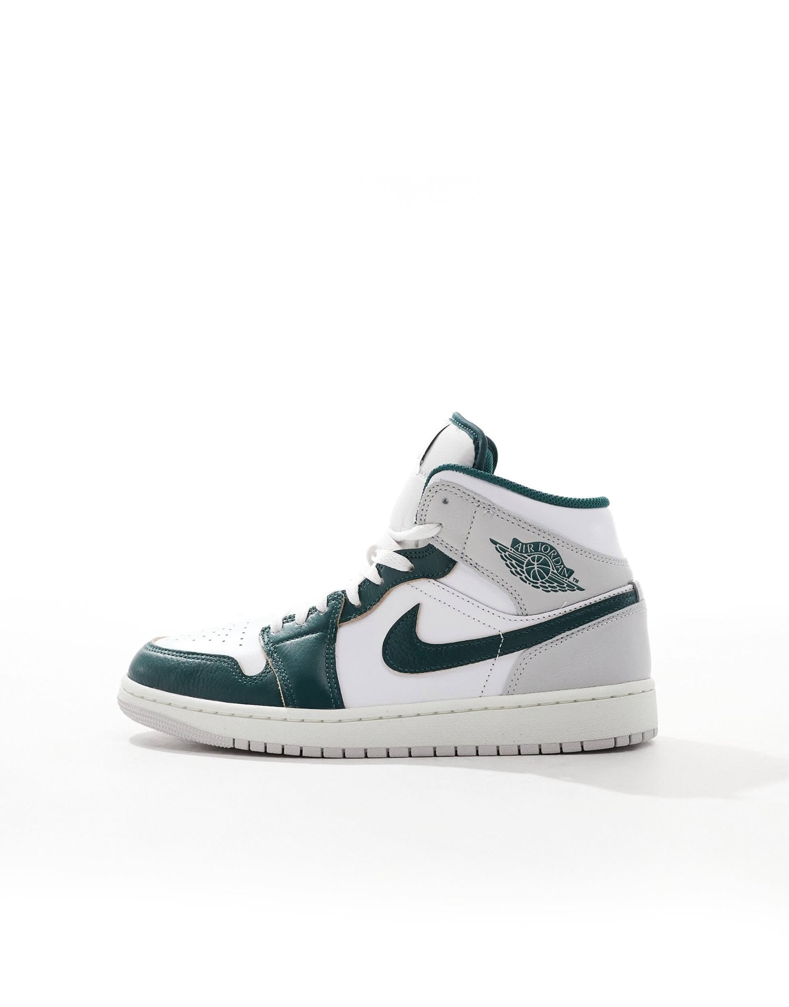 Air Jordan 1 mid trainers in white, grey and dark green - ASOS Sample Sale EU Store