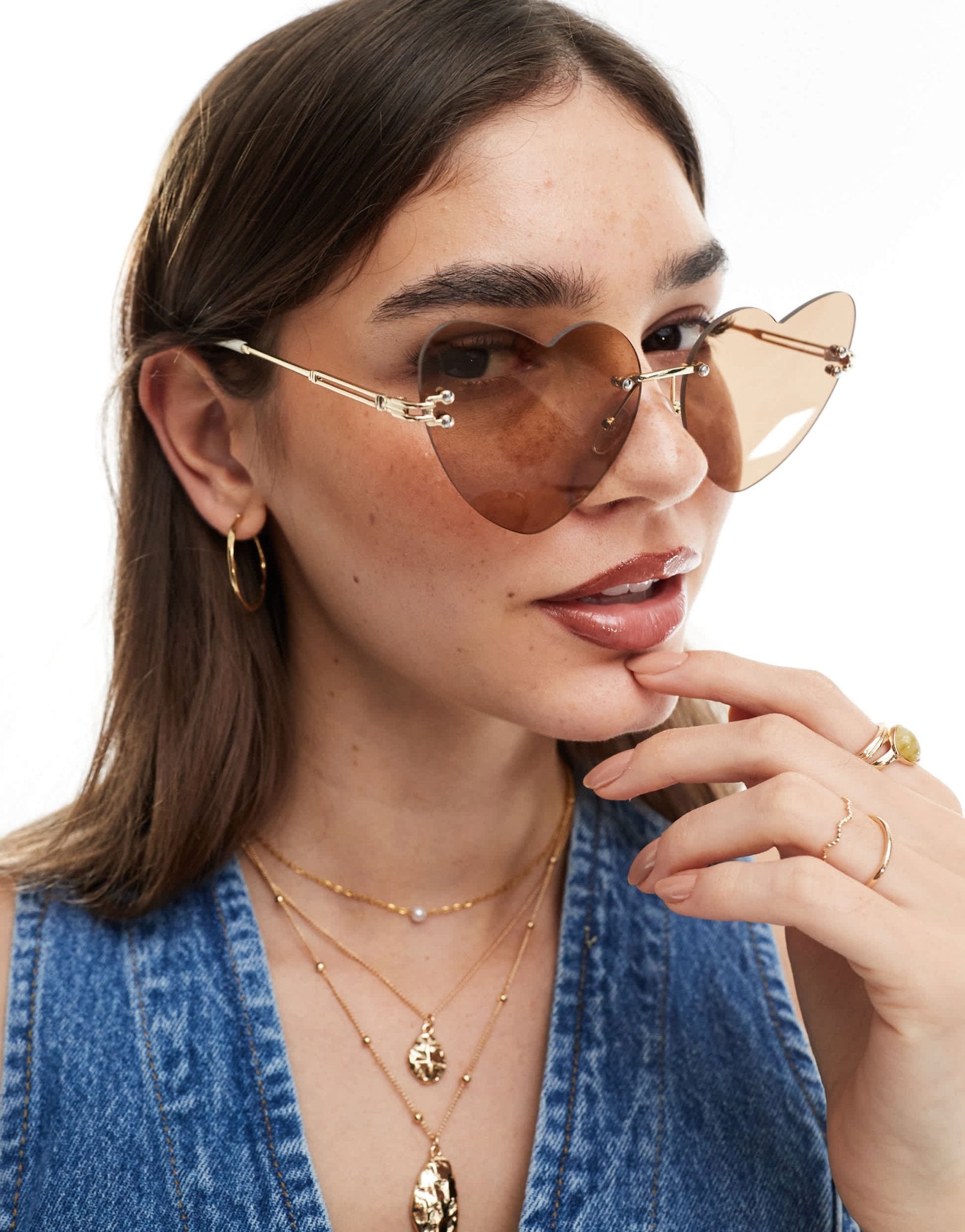 AIRE cosmic love heart sunglasses in tan - ASOS Sample Sale EU Store