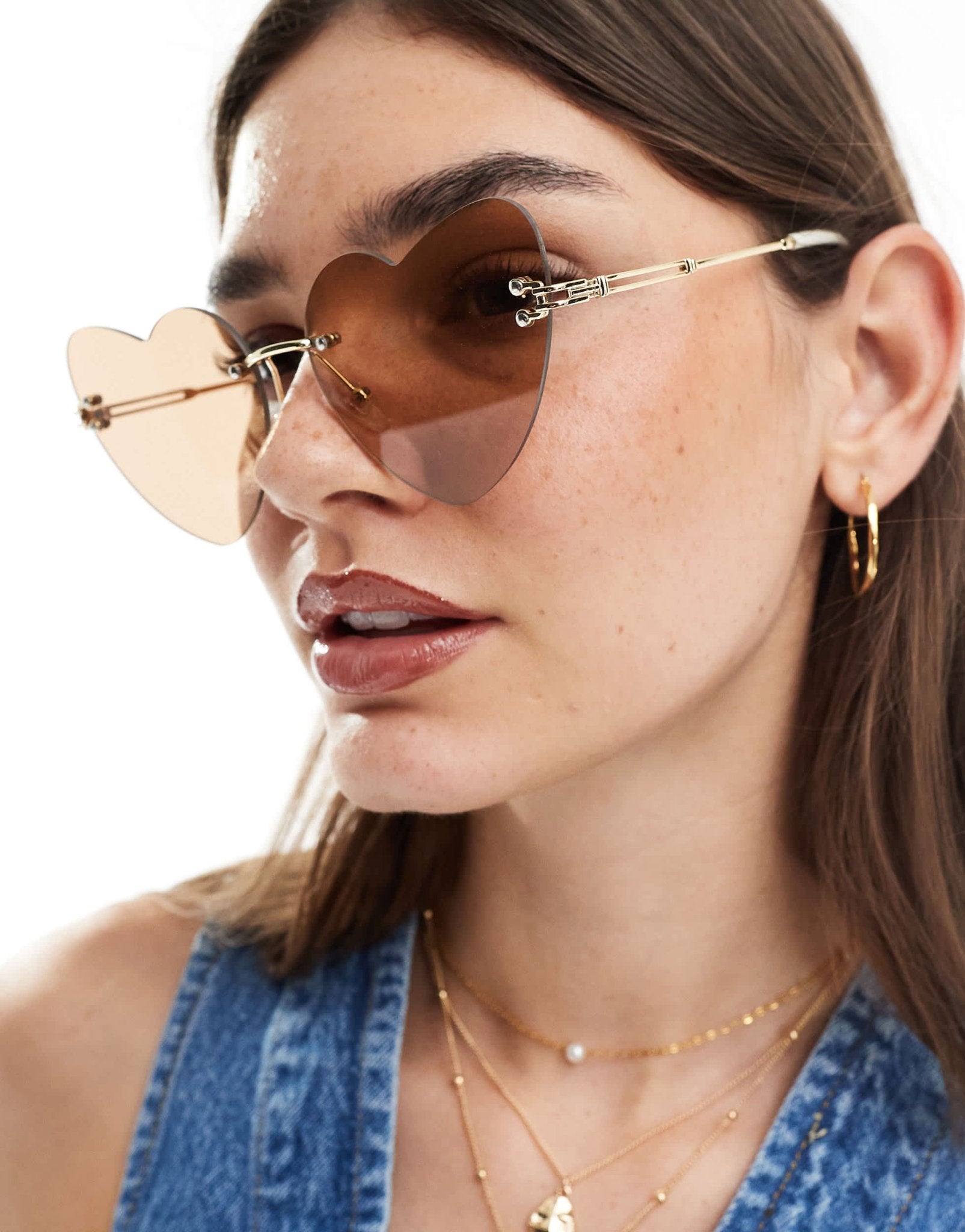 AIRE cosmic love heart sunglasses in tan - ASOS Sample Sale EU Store