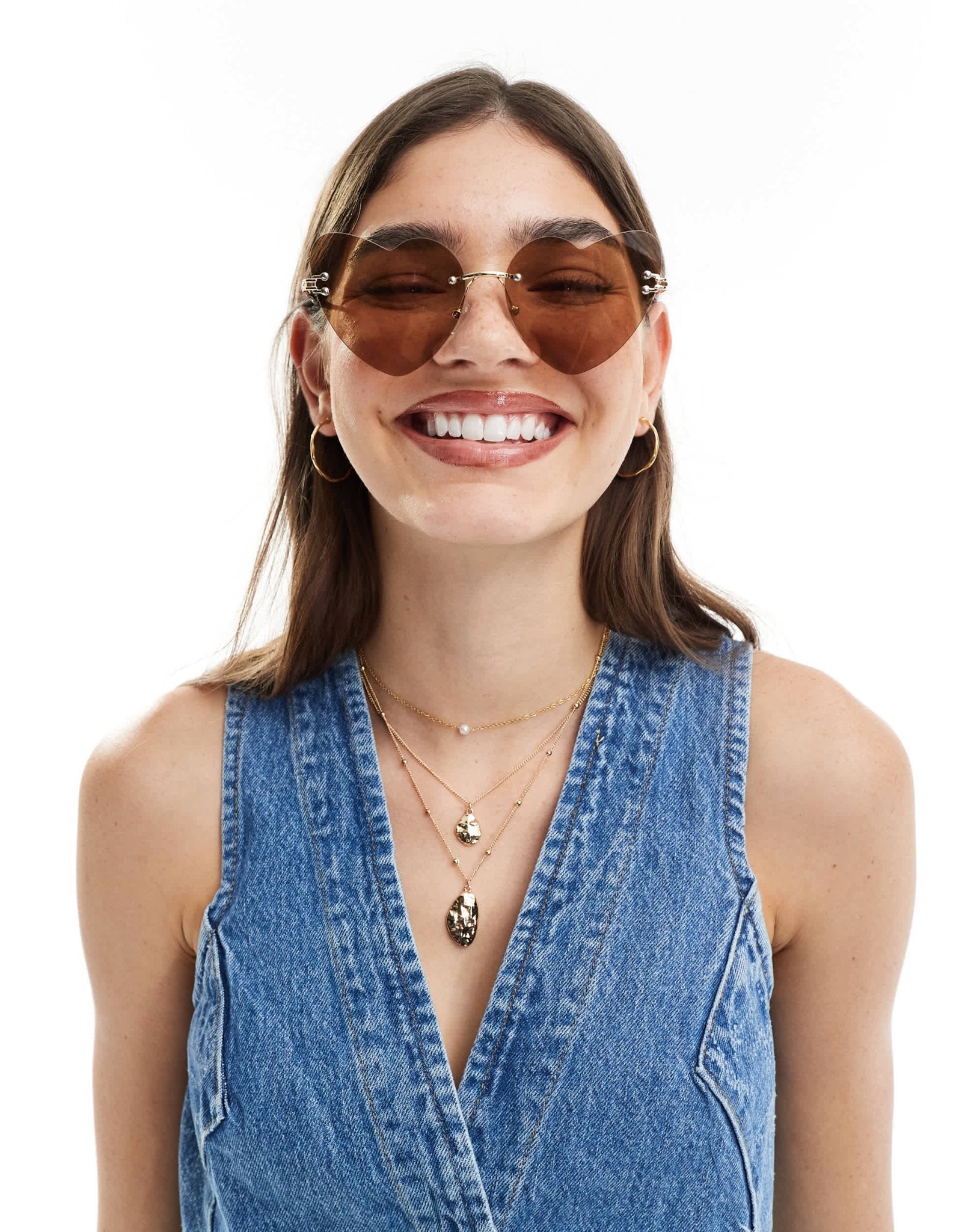 AIRE cosmic love heart sunglasses in tan - ASOS Sample Sale EU Store