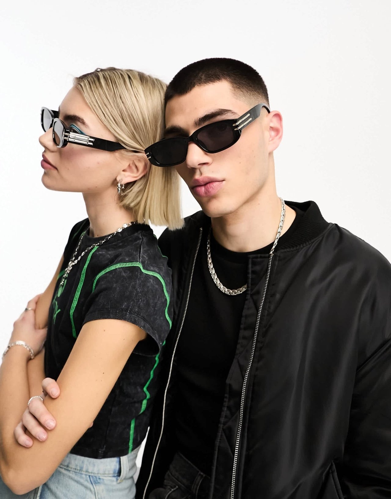 AJ Morgan rectangle sunglasses in black with gold trims - ASOS Sample Sale EU Store