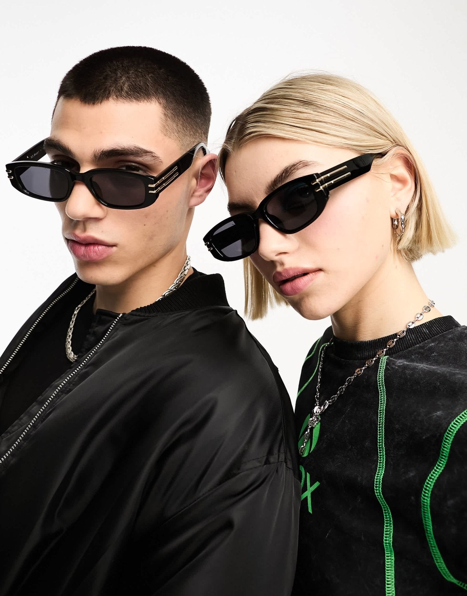AJ Morgan rectangle sunglasses in black with gold trims - ASOS Sample Sale EU Store