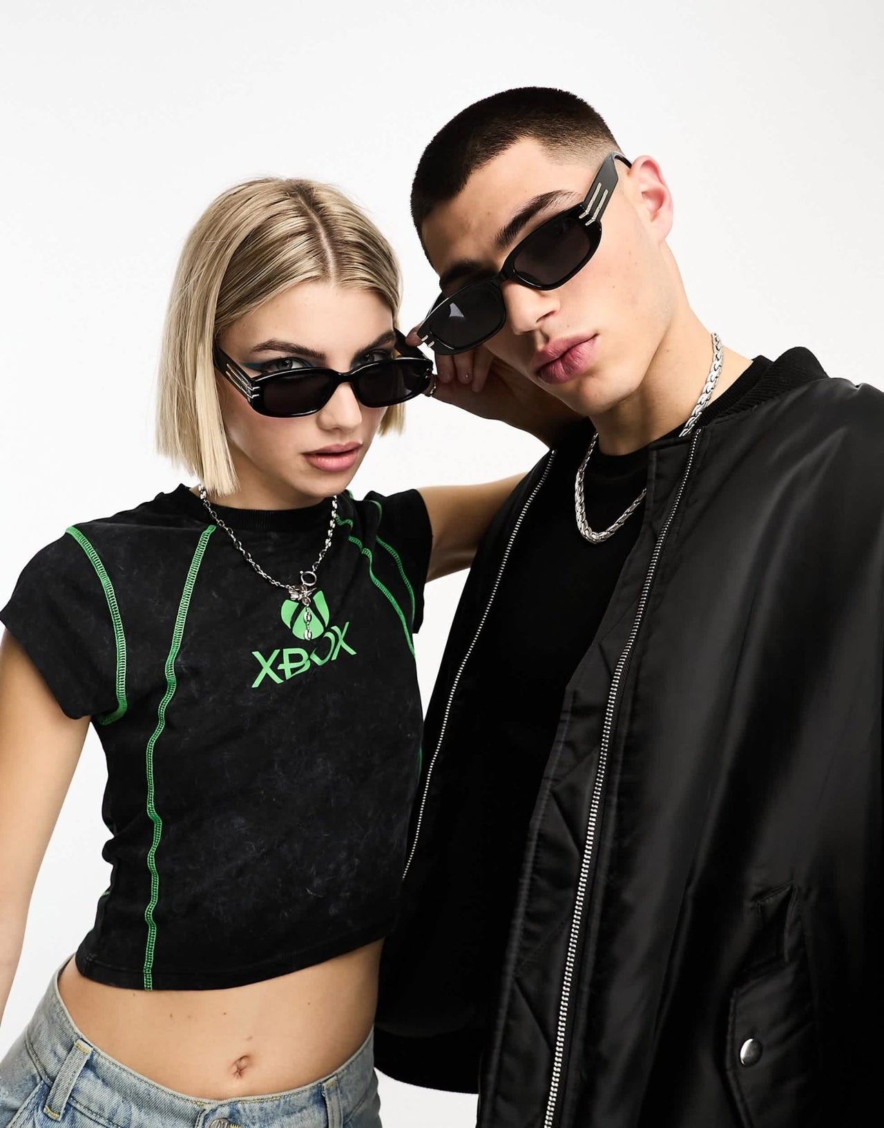 AJ Morgan rectangle sunglasses in black with gold trims - ASOS Sample Sale EU Store