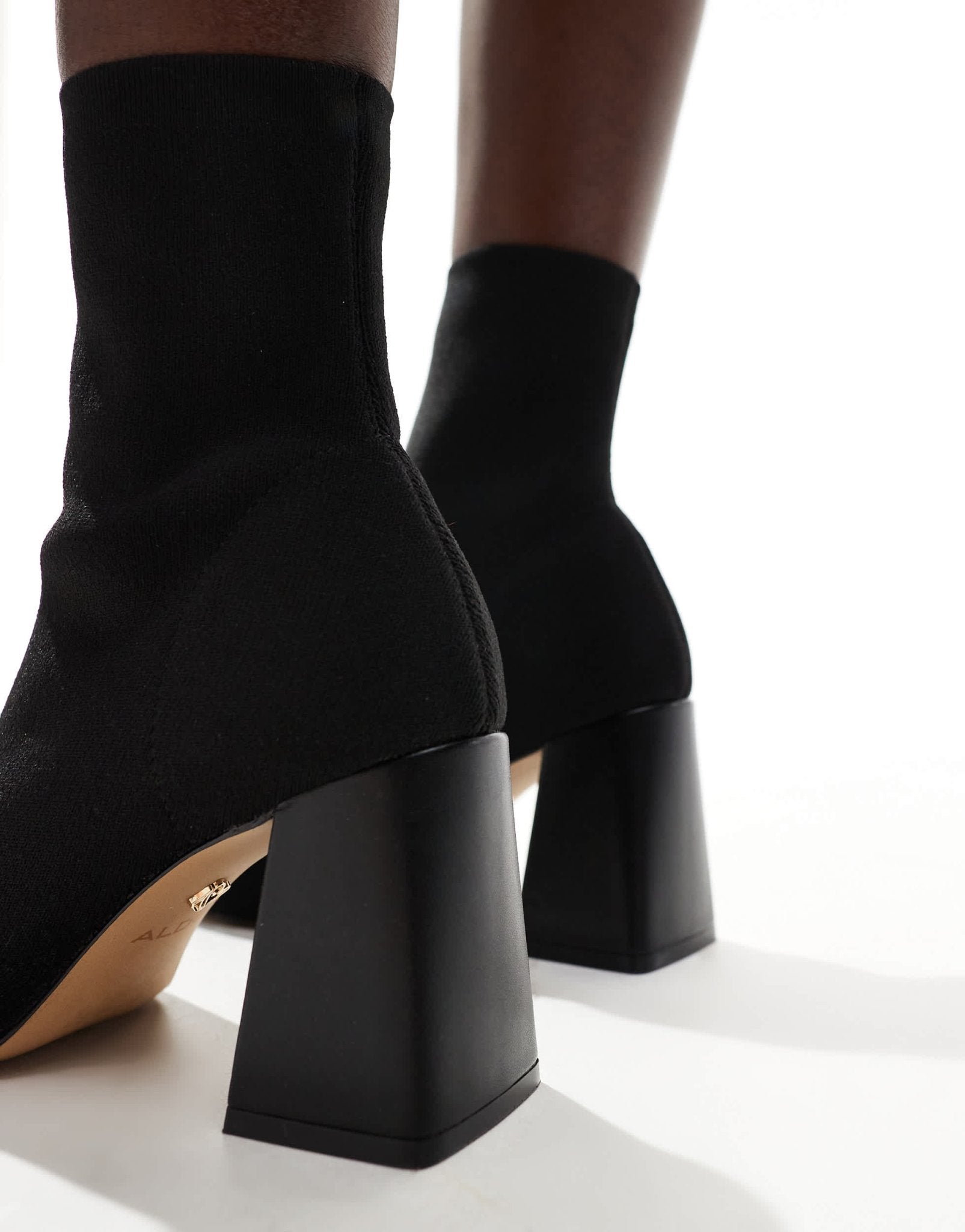 ALDO Rowallan mid heel ankle boots in black knit - ASOS Sample Sale EU Store