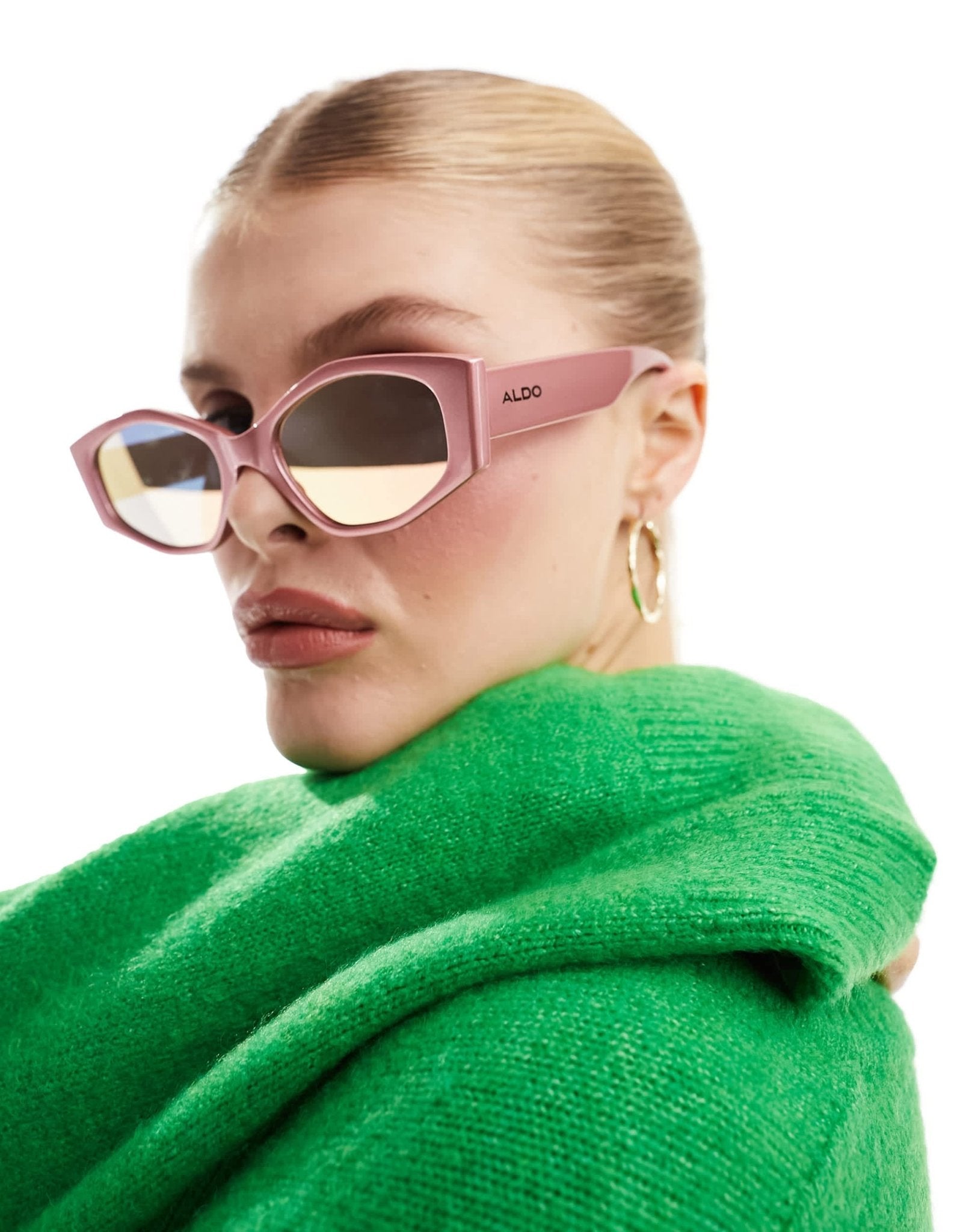 ALDO slim hexagonal sunglasses in irridescent pink - ASOS Sample Sale EU Store