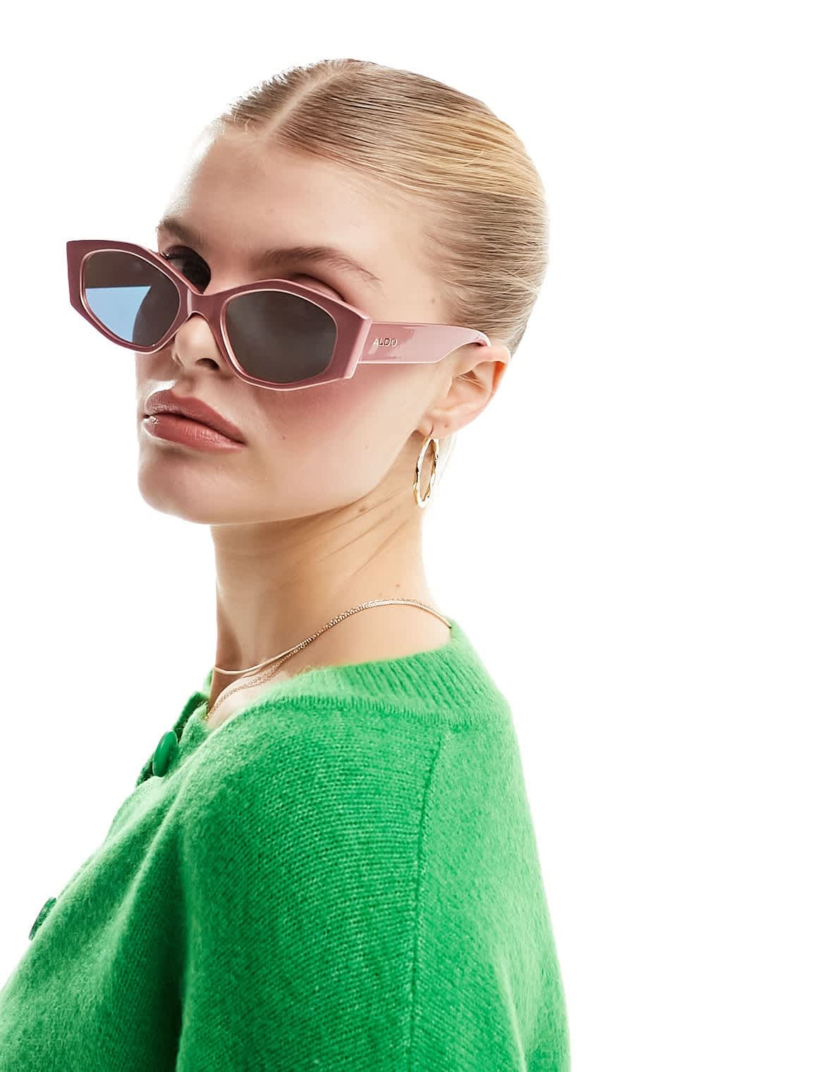 ALDO slim hexagonal sunglasses in irridescent pink - ASOS Sample Sale EU Store