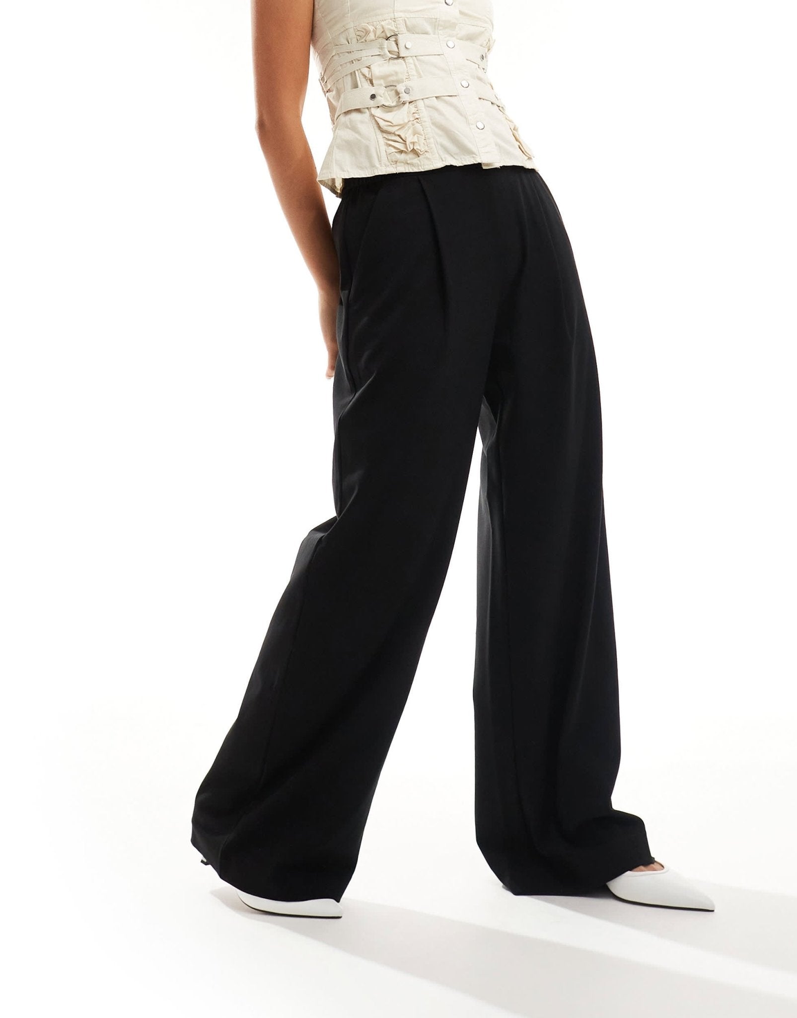 AllSaints Aleida soft touch wide leg trousers in black - ASOS Sample Sale EU Store