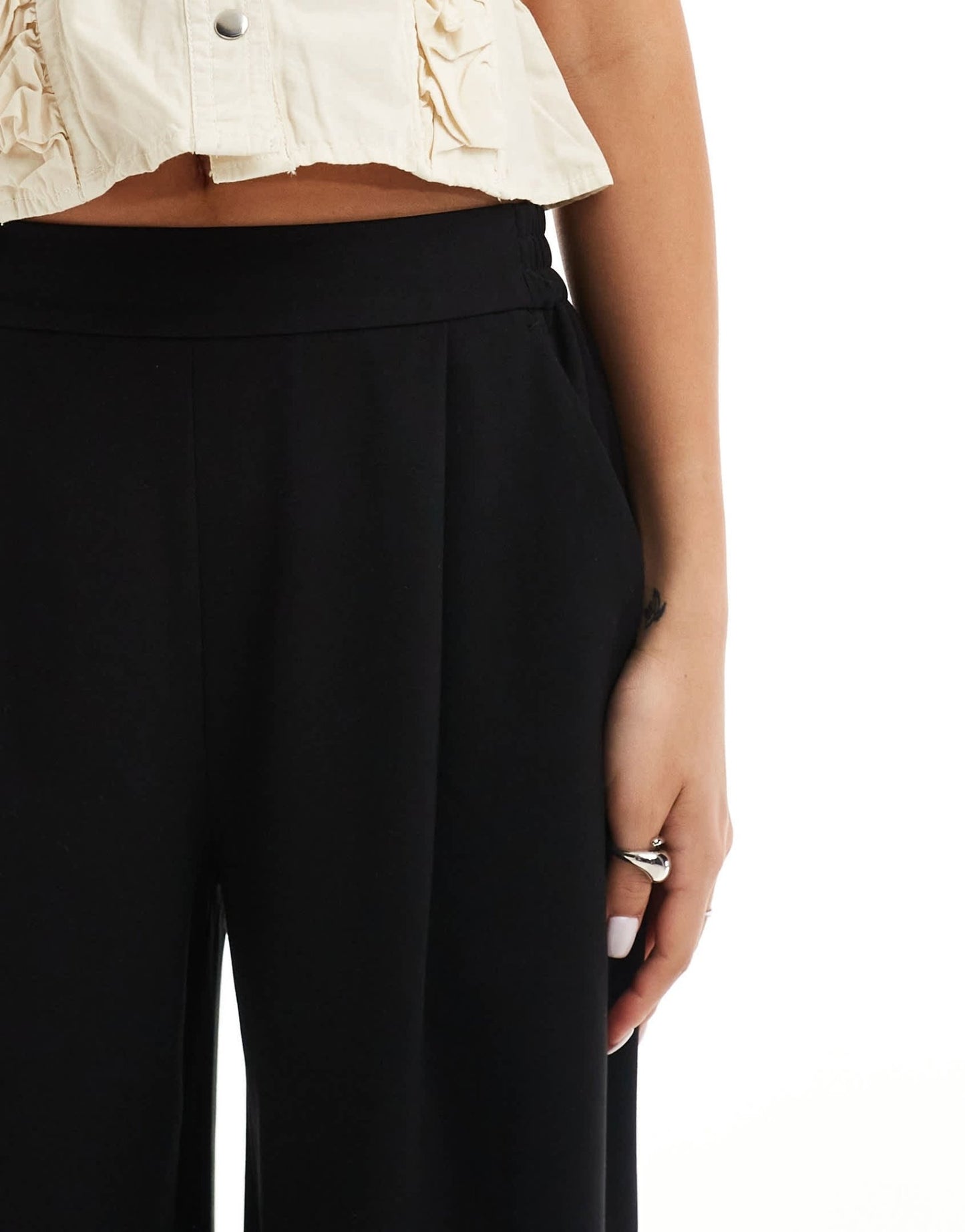 AllSaints Aleida soft touch wide leg trousers in black - ASOS Sample Sale EU Store