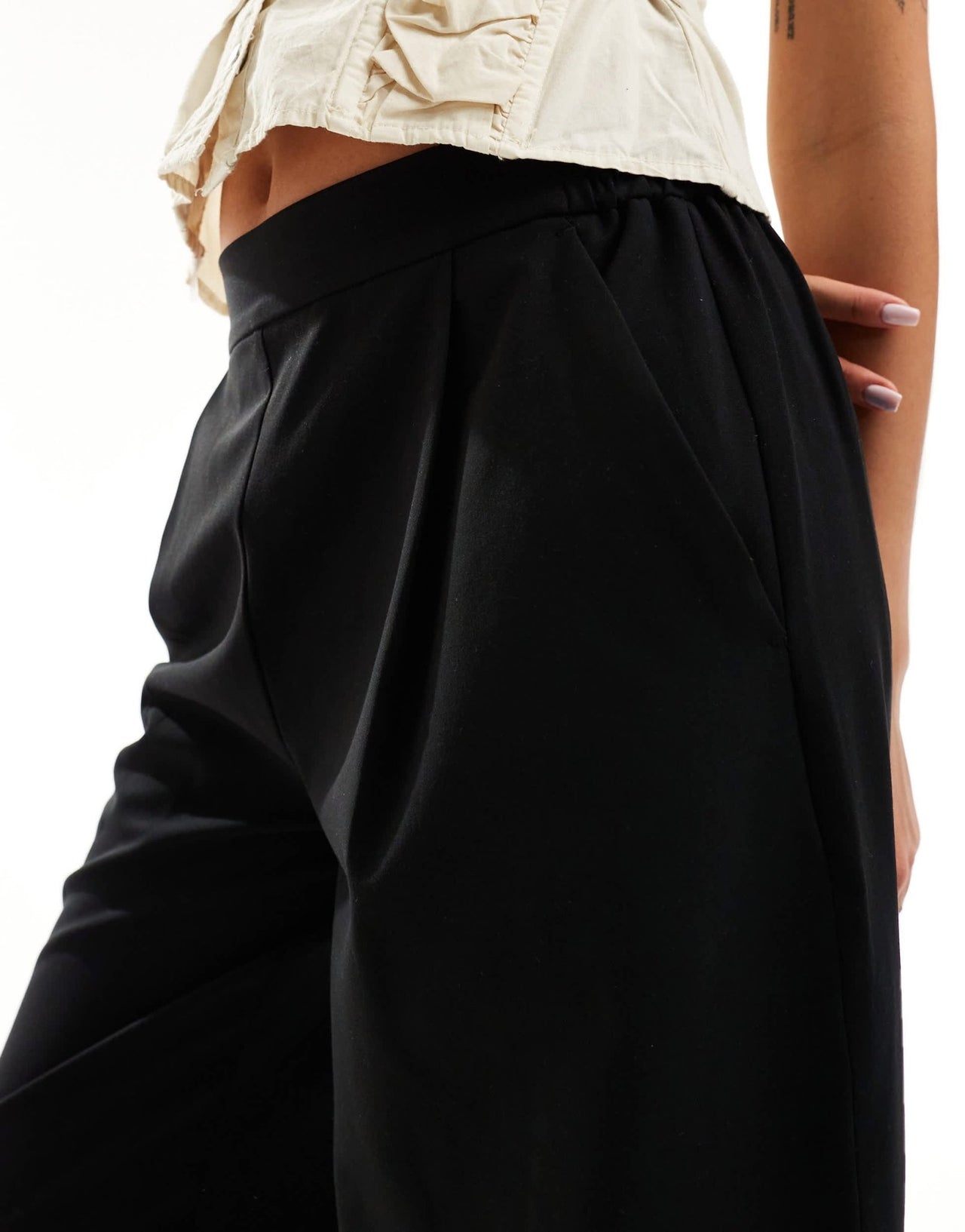 AllSaints Aleida soft touch wide leg trousers in black - ASOS Sample Sale EU Store