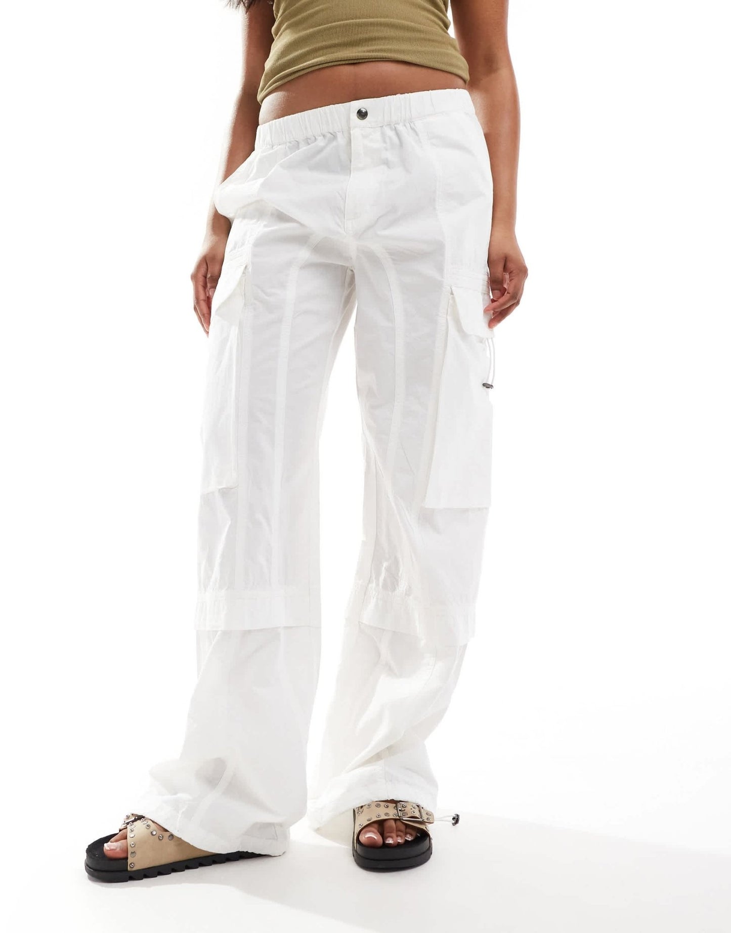 AllSaints Barbara cargo parachute trousers in white - ASOS Sample Sale EU Store