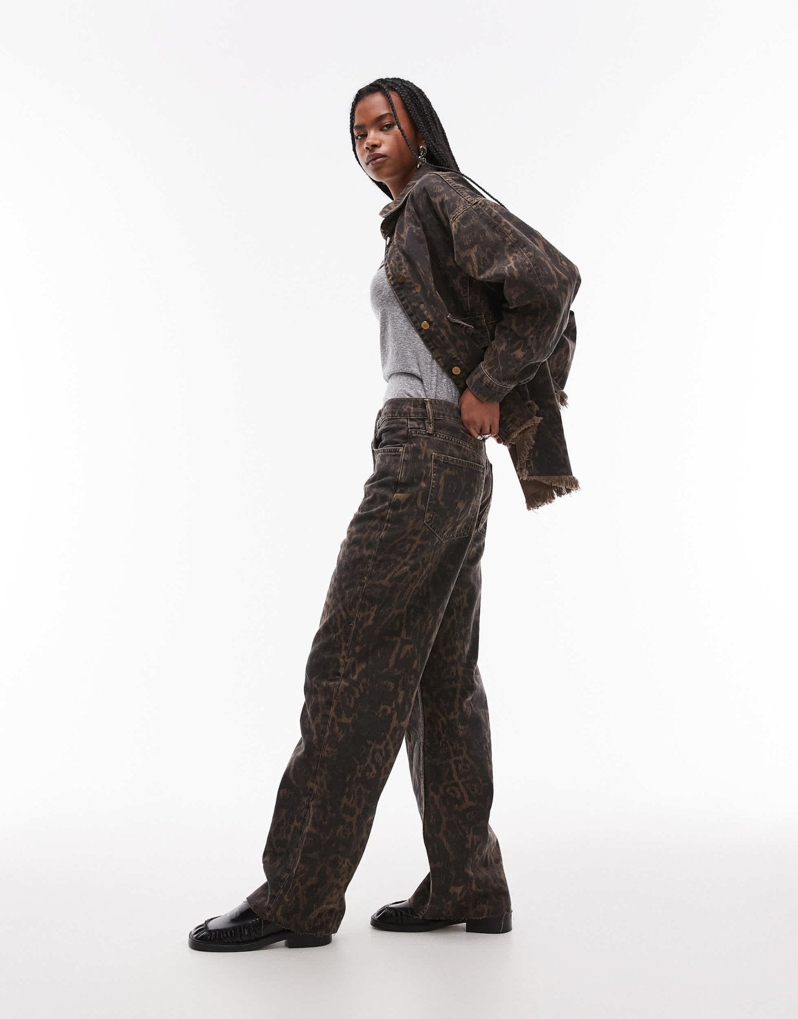 AllSaints Blake wide leg jeans in leopard - ASOS Sample Sale EU Store