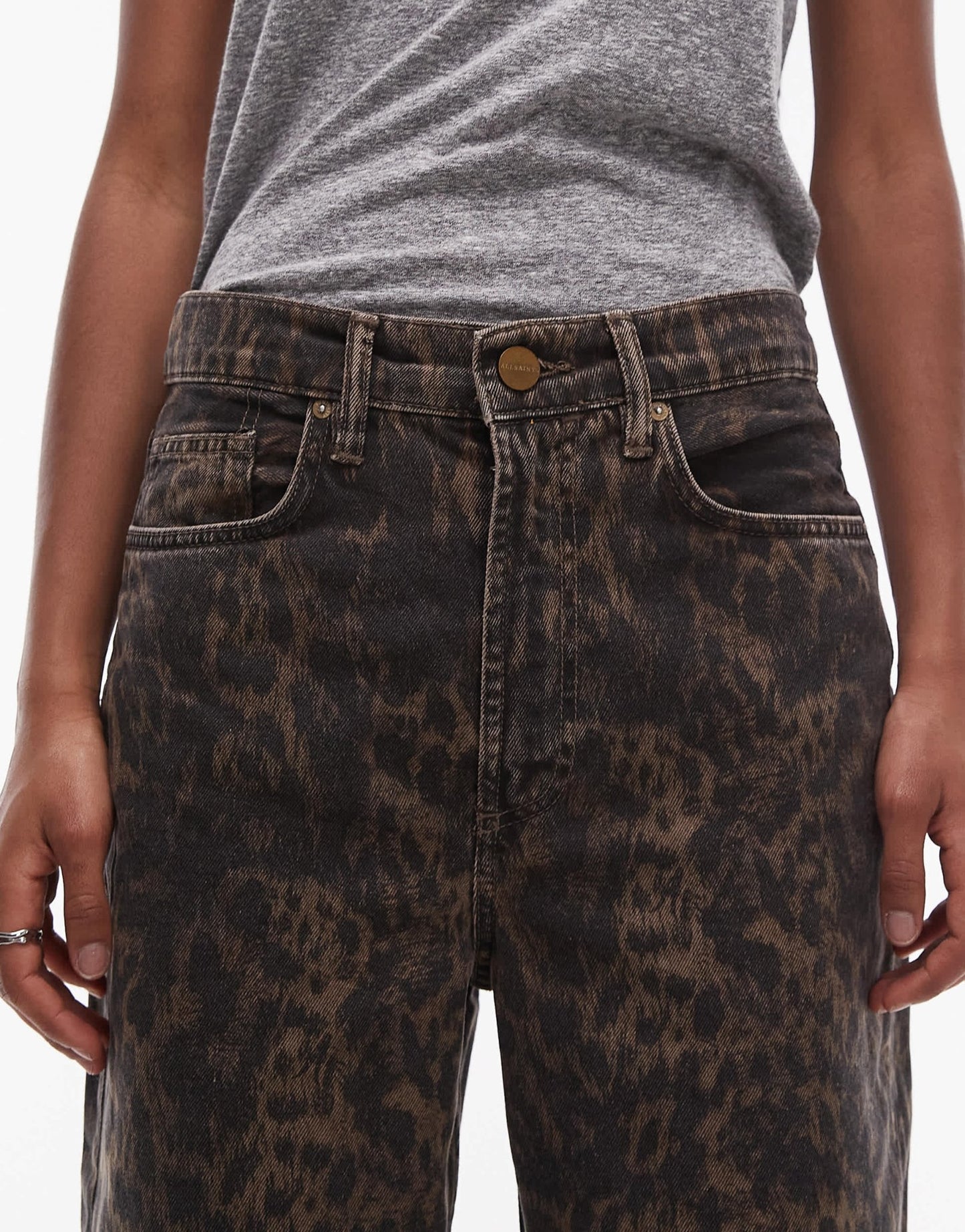 AllSaints Blake wide leg jeans in leopard - ASOS Sample Sale EU Store