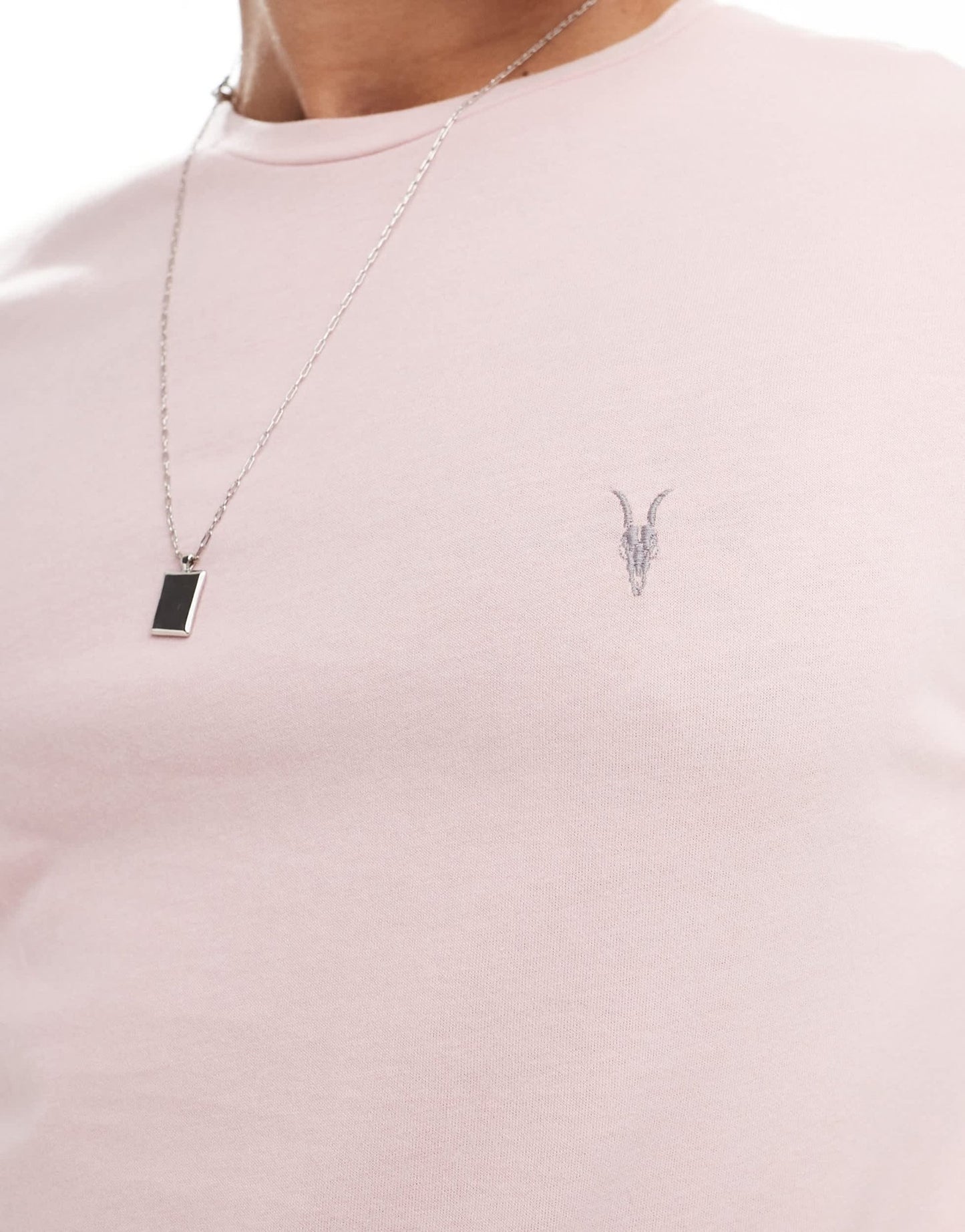 AllSaints Brace brushed cotton t-shirt in pale pink - ASOS Sample Sale EU Store