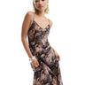 Vestido midi de satén AllSaints Bryony Tahoe con estampado de serpiente
