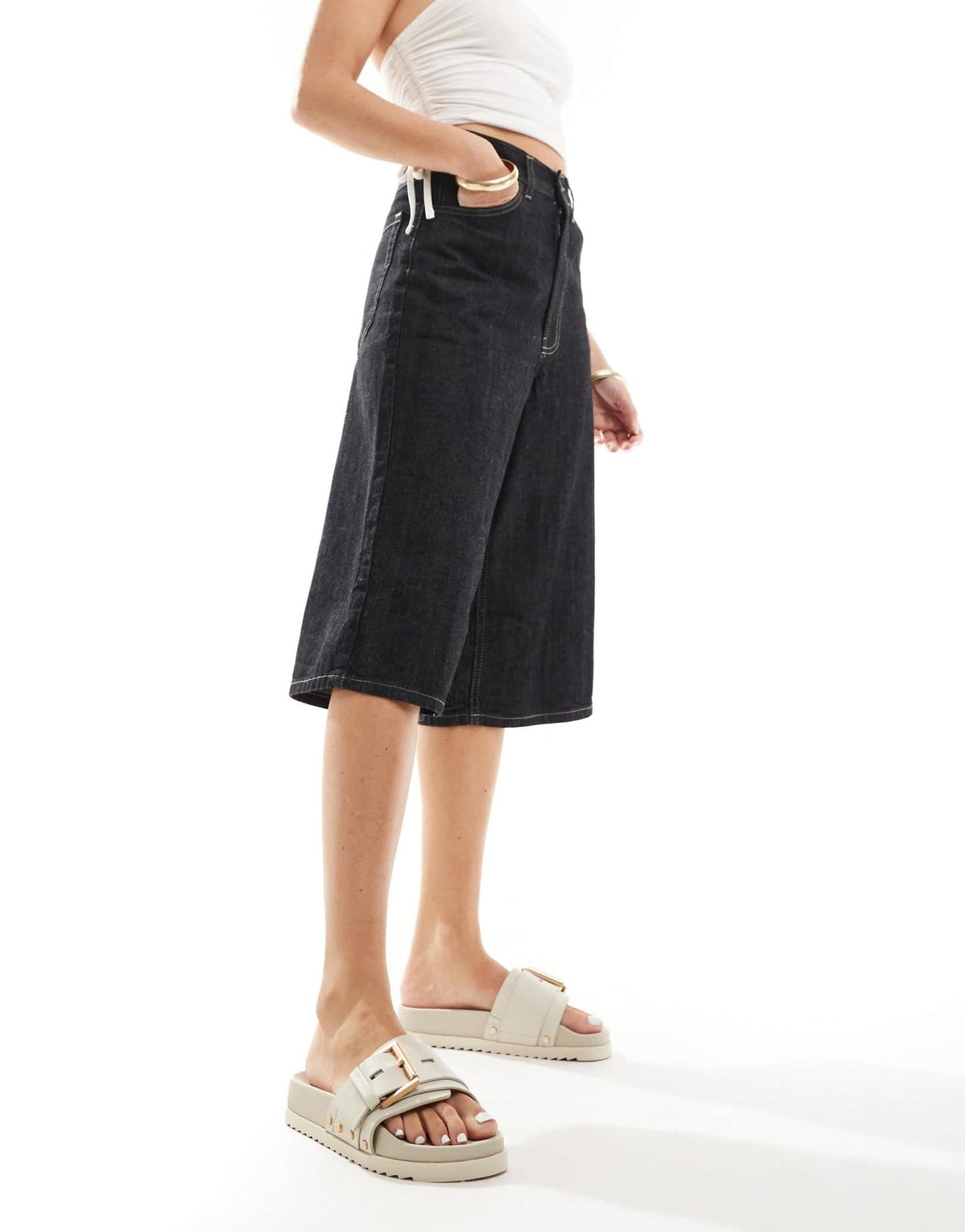 AllSaints Ellie leather stud sliders in off white - ASOS Sample Sale EU Store