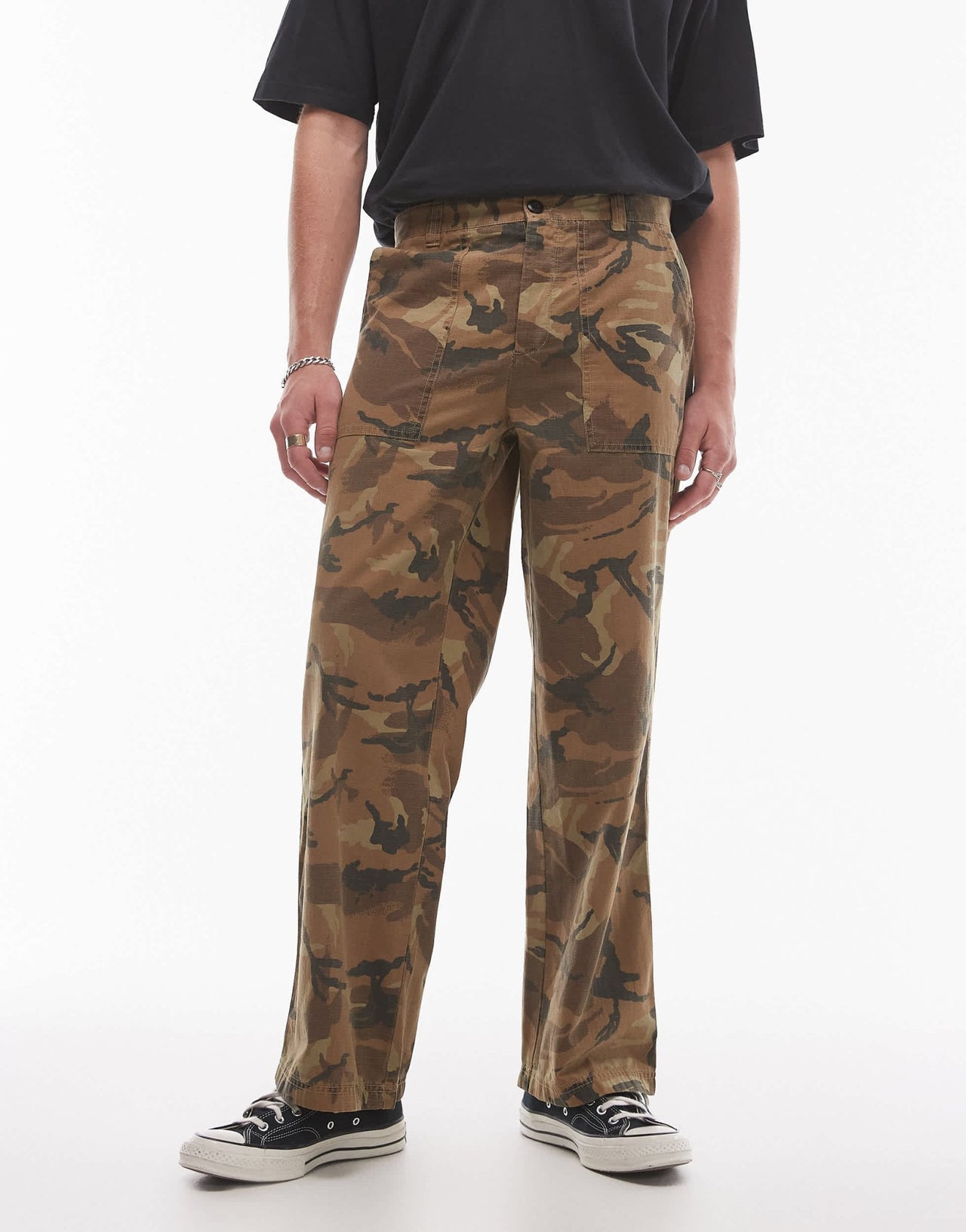 AllSaints Gasper relaxed straight trousers in camo - ASOS Sample Sale EU Store
