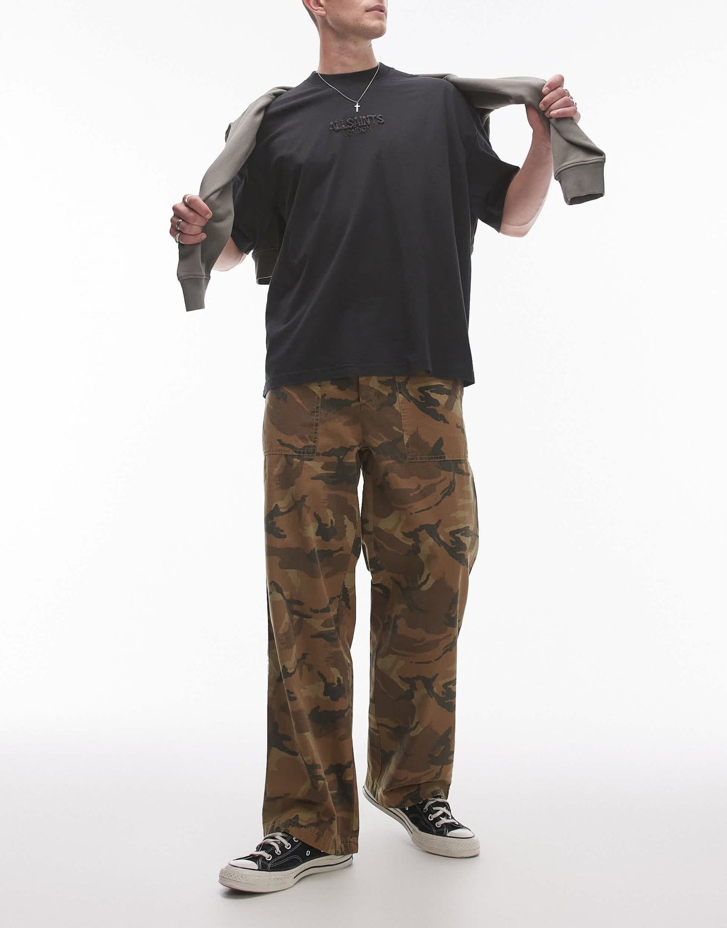 AllSaints Gasper relaxed straight trousers in camo - ASOS Sample Sale EU Store