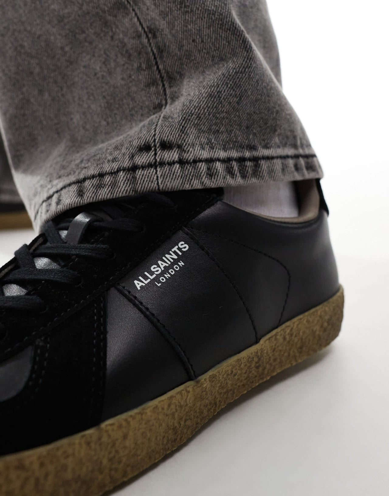 AllSaints jaimee leather low top sneakers in black - ASOS Sample Sale EU Store