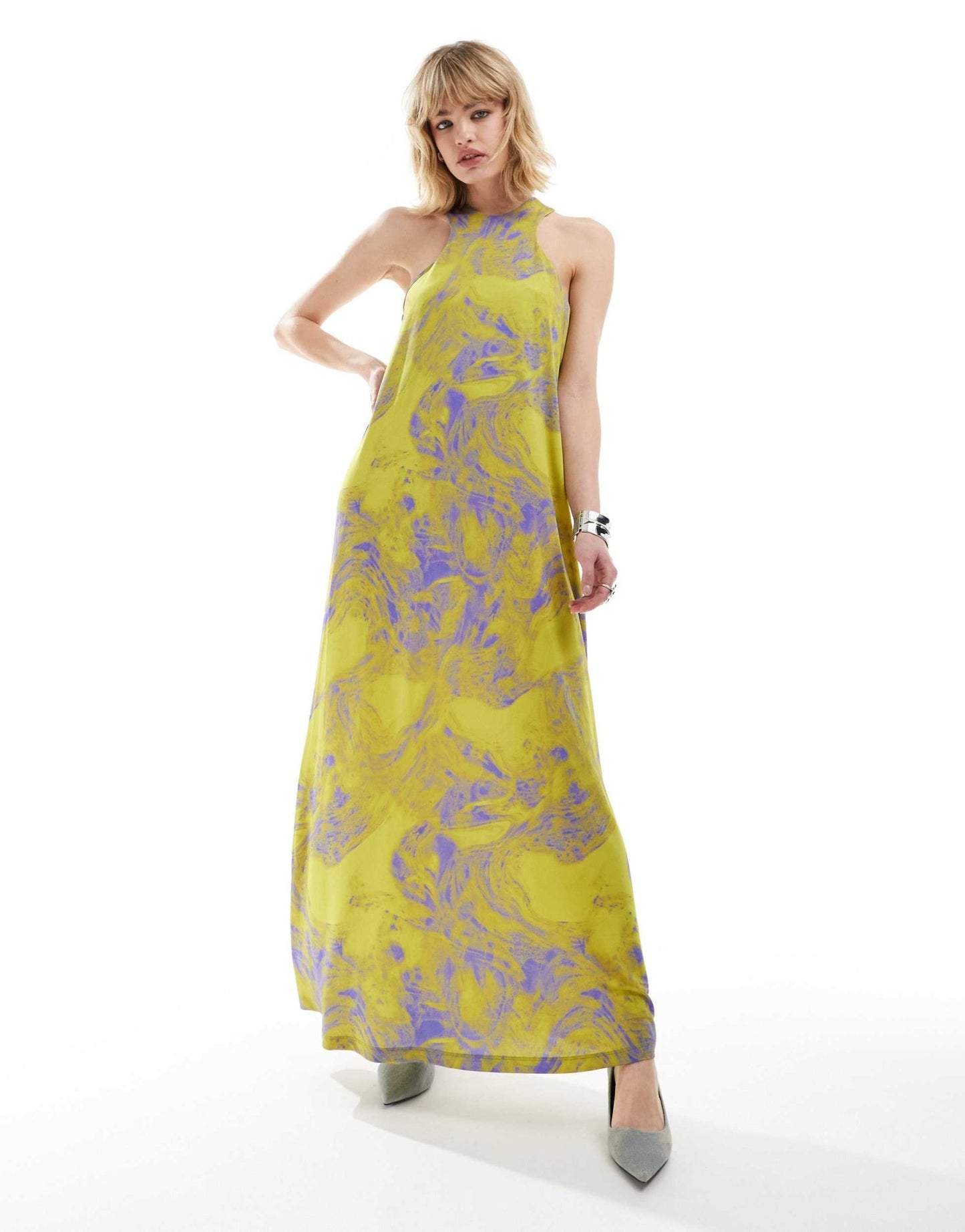 AllSaints Kura Inspiral racer maxi dress in zesty green - ASOS Sample Sale EU Store