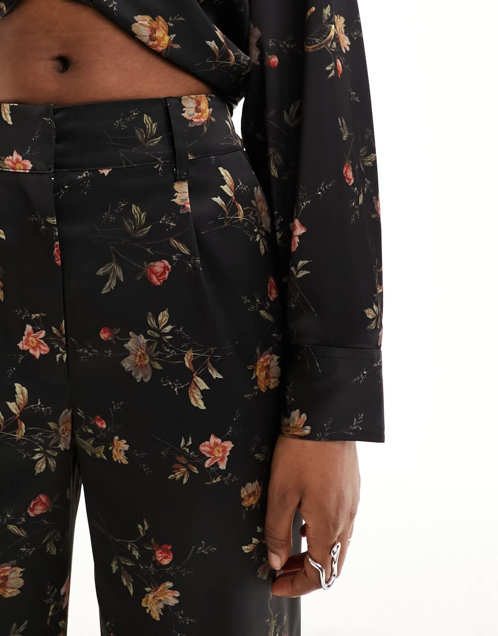 AllSaints Louisa Tanana trousers in black floral - ASOS Sample Sale EU Store
