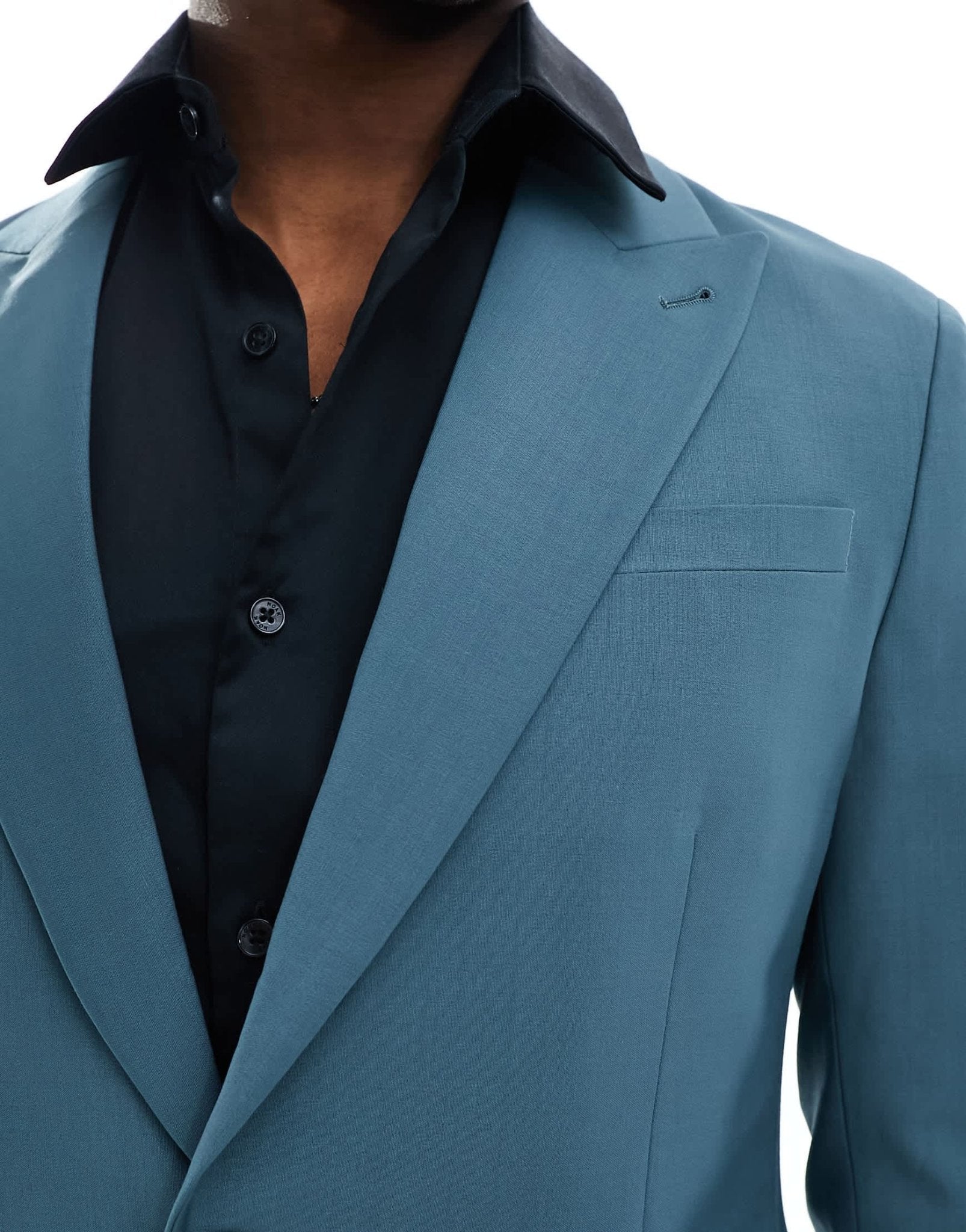 AllSaints Moad suit blazer in petrol blue - ASOS Sample Sale EU Store