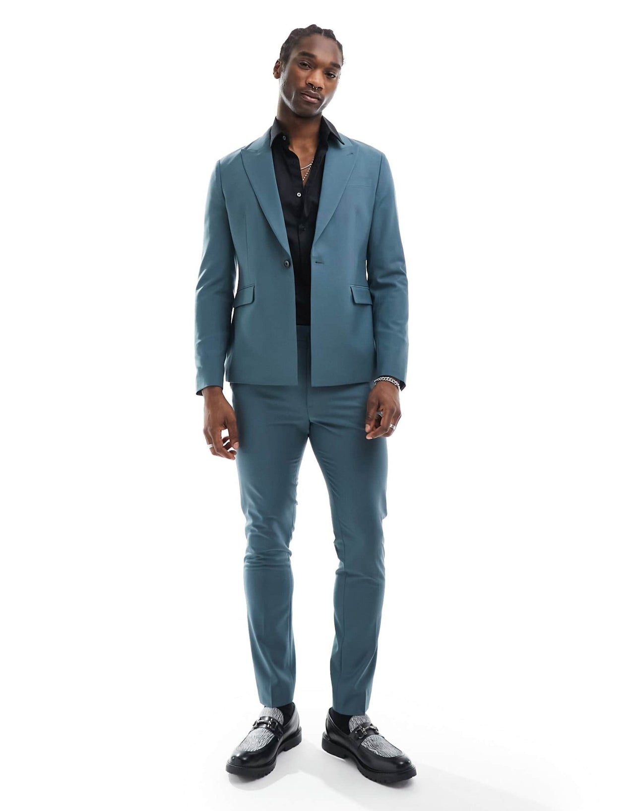 AllSaints Moad suit trousers in petrol blue - ASOS Sample Sale EU Store