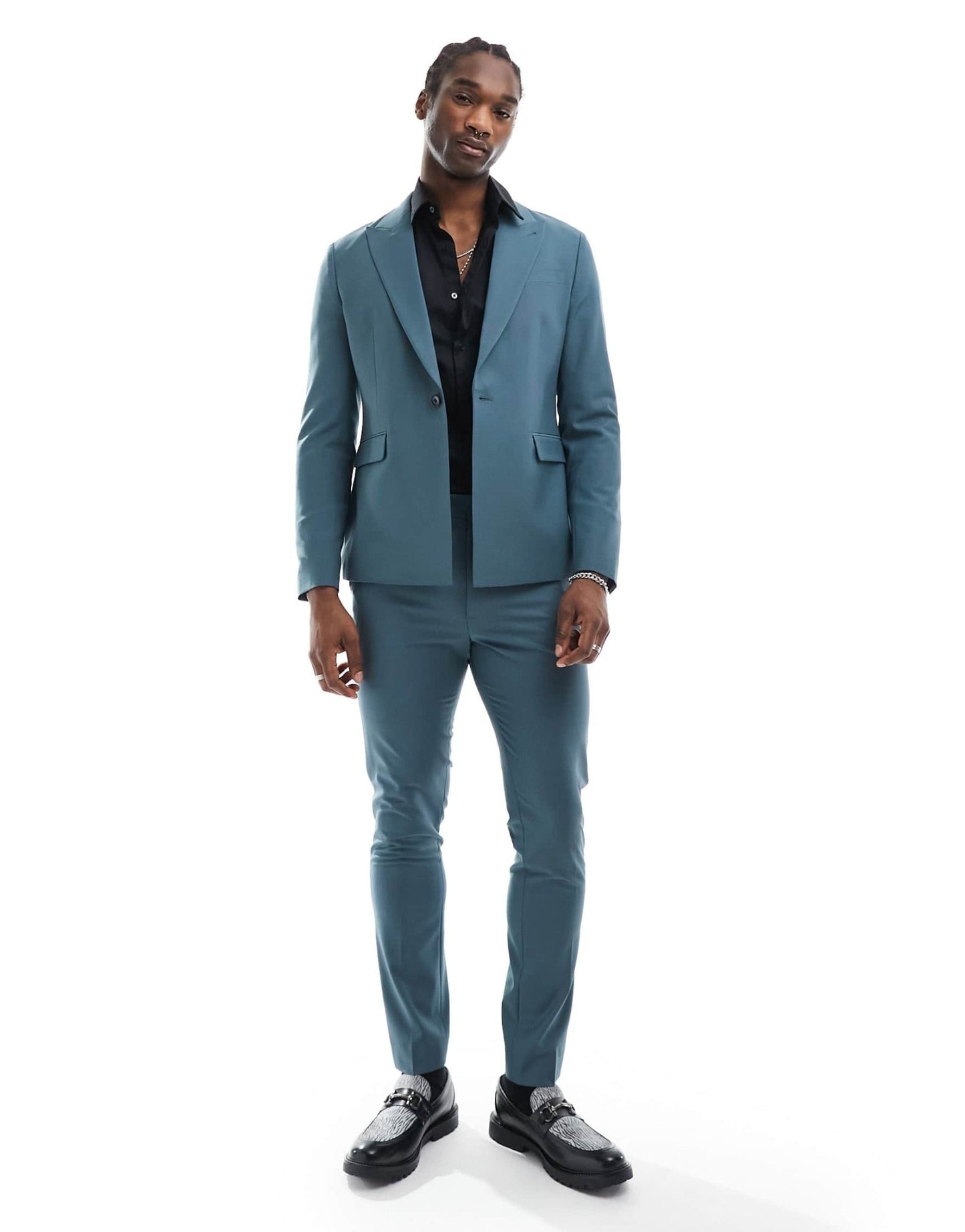 AllSaints Moad suit trousers in petrol blue - ASOS Sample Sale EU Store