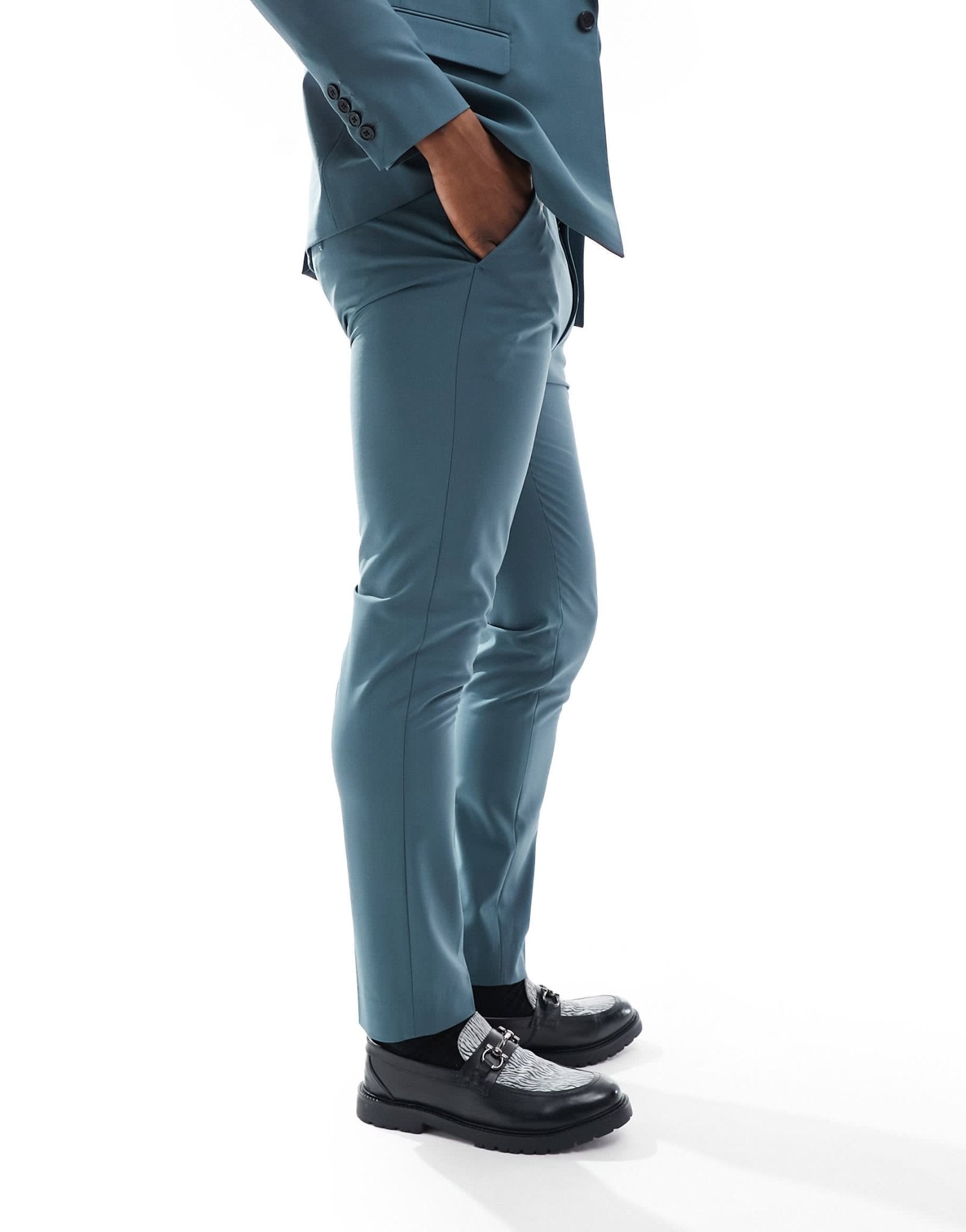 AllSaints Moad suit trousers in petrol blue - ASOS Sample Sale EU Store